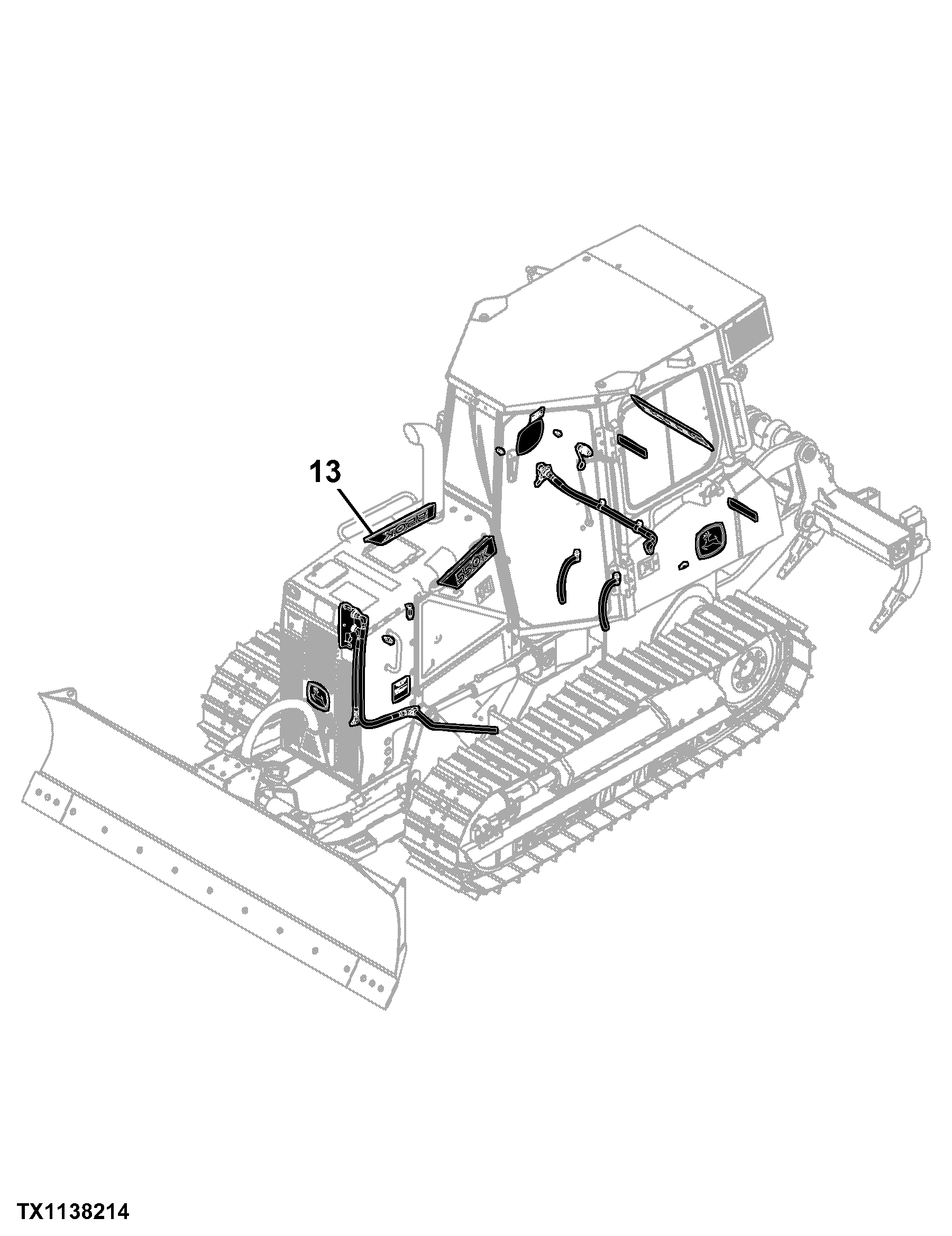 550K Crawler Dozer (PIN: 1T0550KX_ _E217276 - 275527) Engine 4045HT070