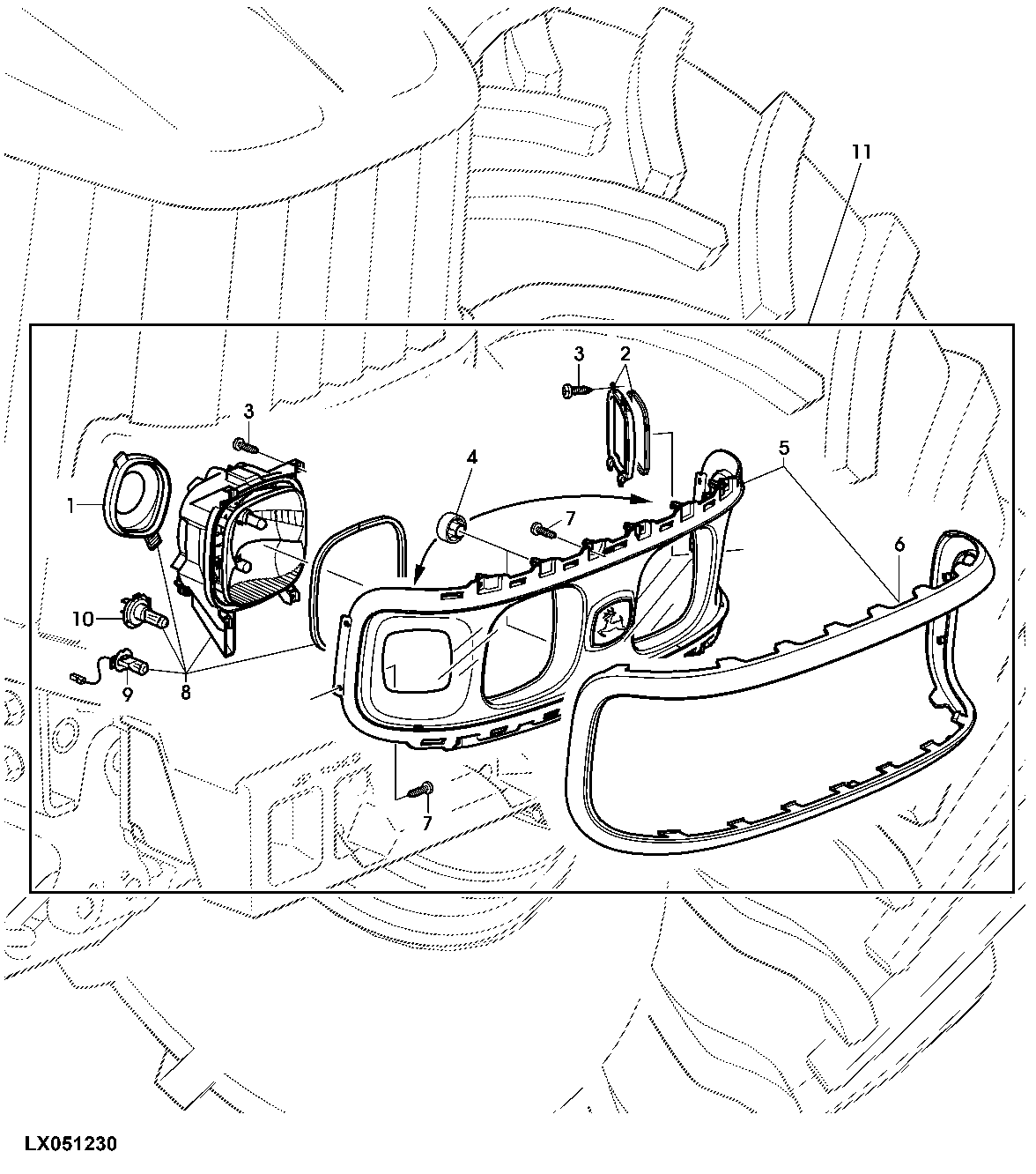 HEAD LIGHTS WITHOUT WORK LIGHTS (FRONT GRILLE)