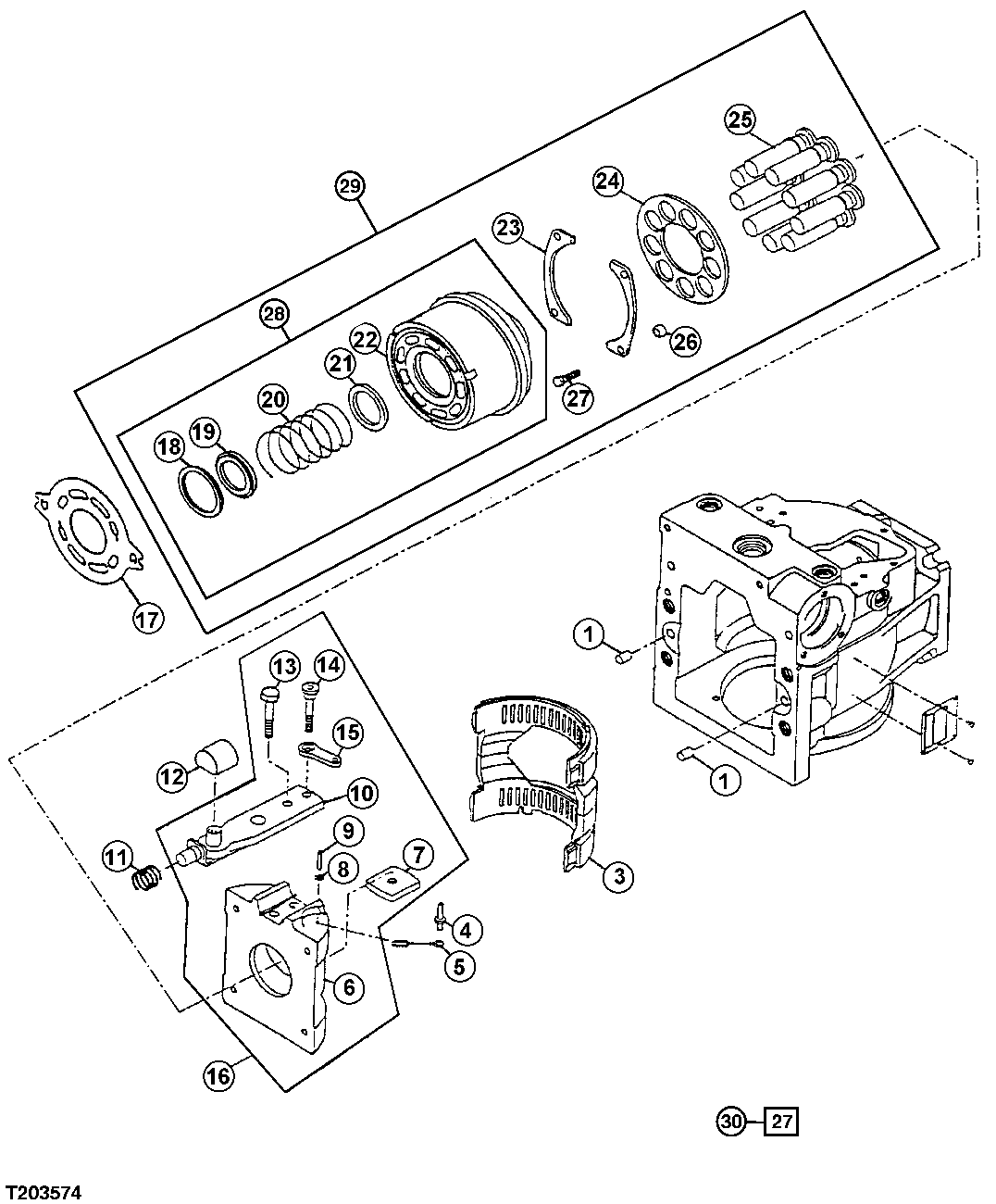 HYDROSTATIC PUMP HOUSING AND CYLINDER BLOCK ASSEMBLY