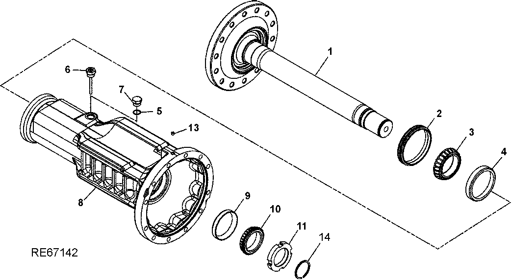 Rear Axle Housing and Shaft (RE67142) ( - 604689)