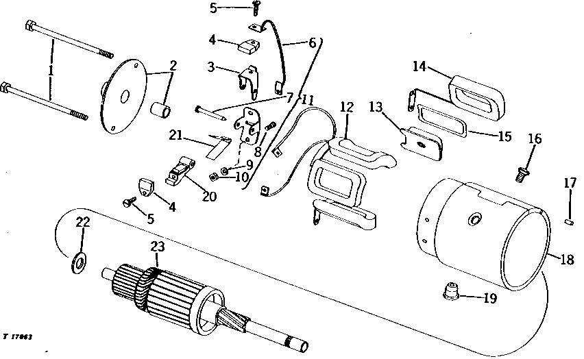 STARTING MOTOR COIL ASSEMBLY, HOUSING AND ARMATURE