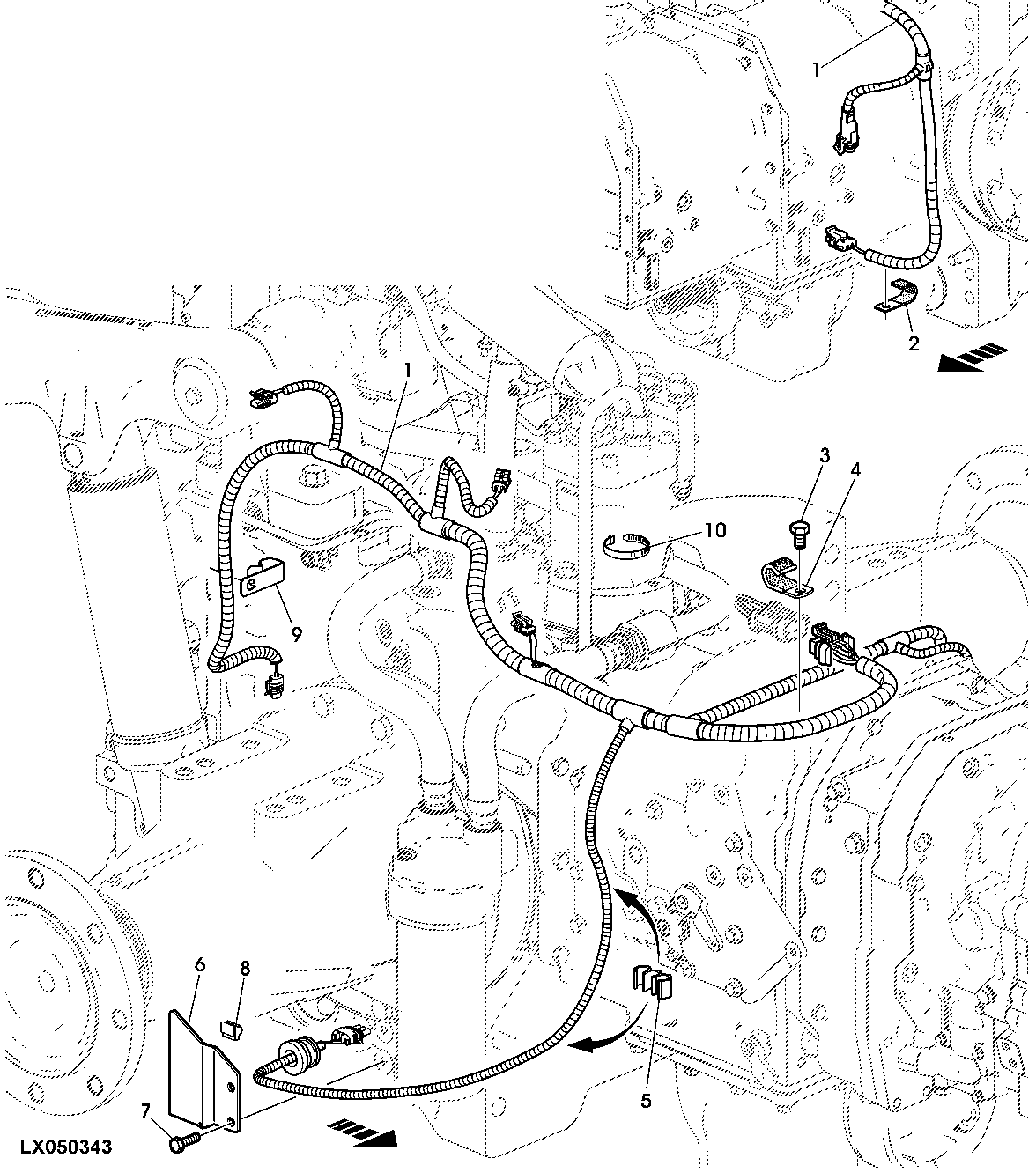TRANSMISSION WIRING HARNESS, REAR (OPEN OPERATOR'S STATION)