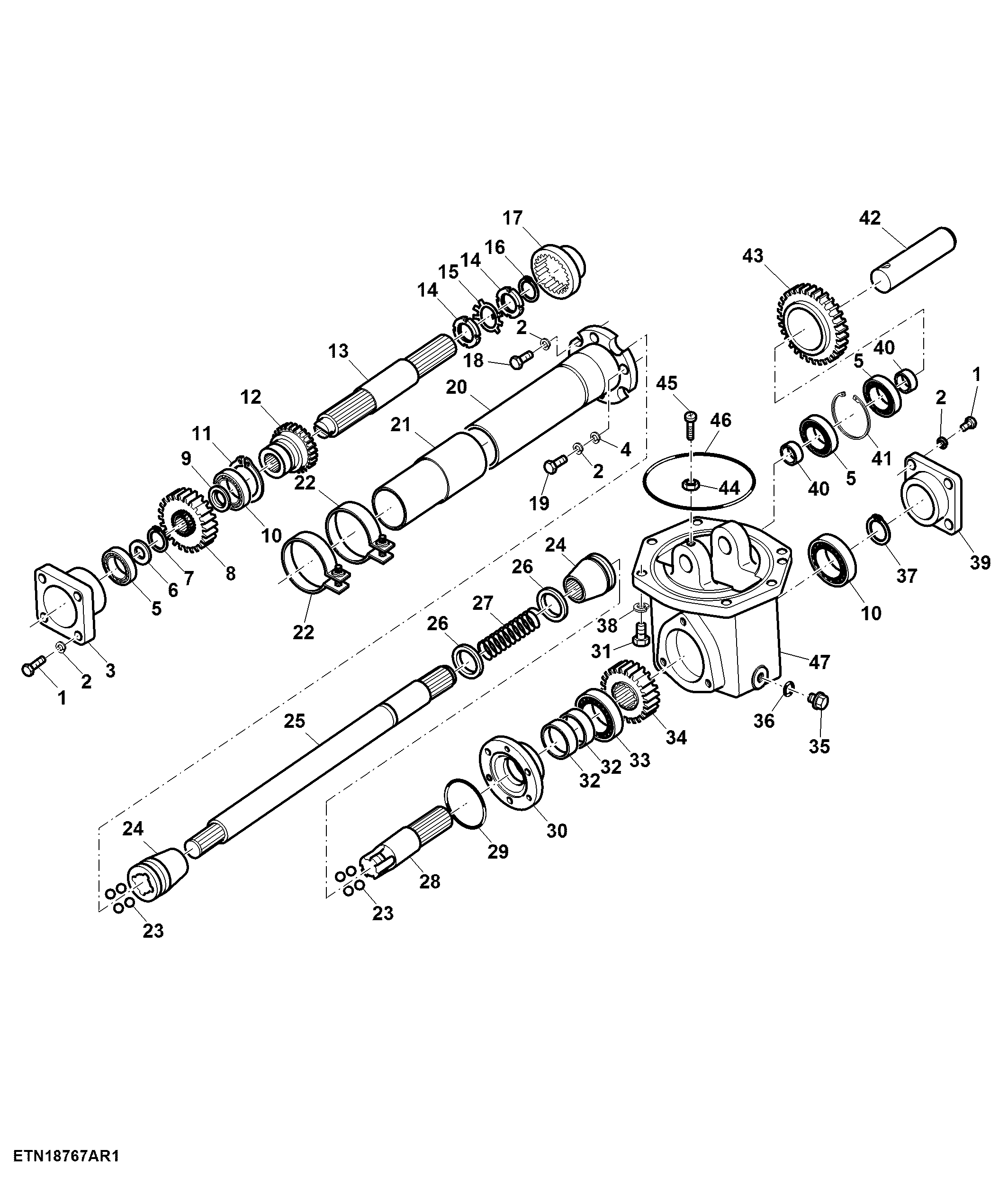 Transfer Case Driven Shaft Assembly (Single Clutch)