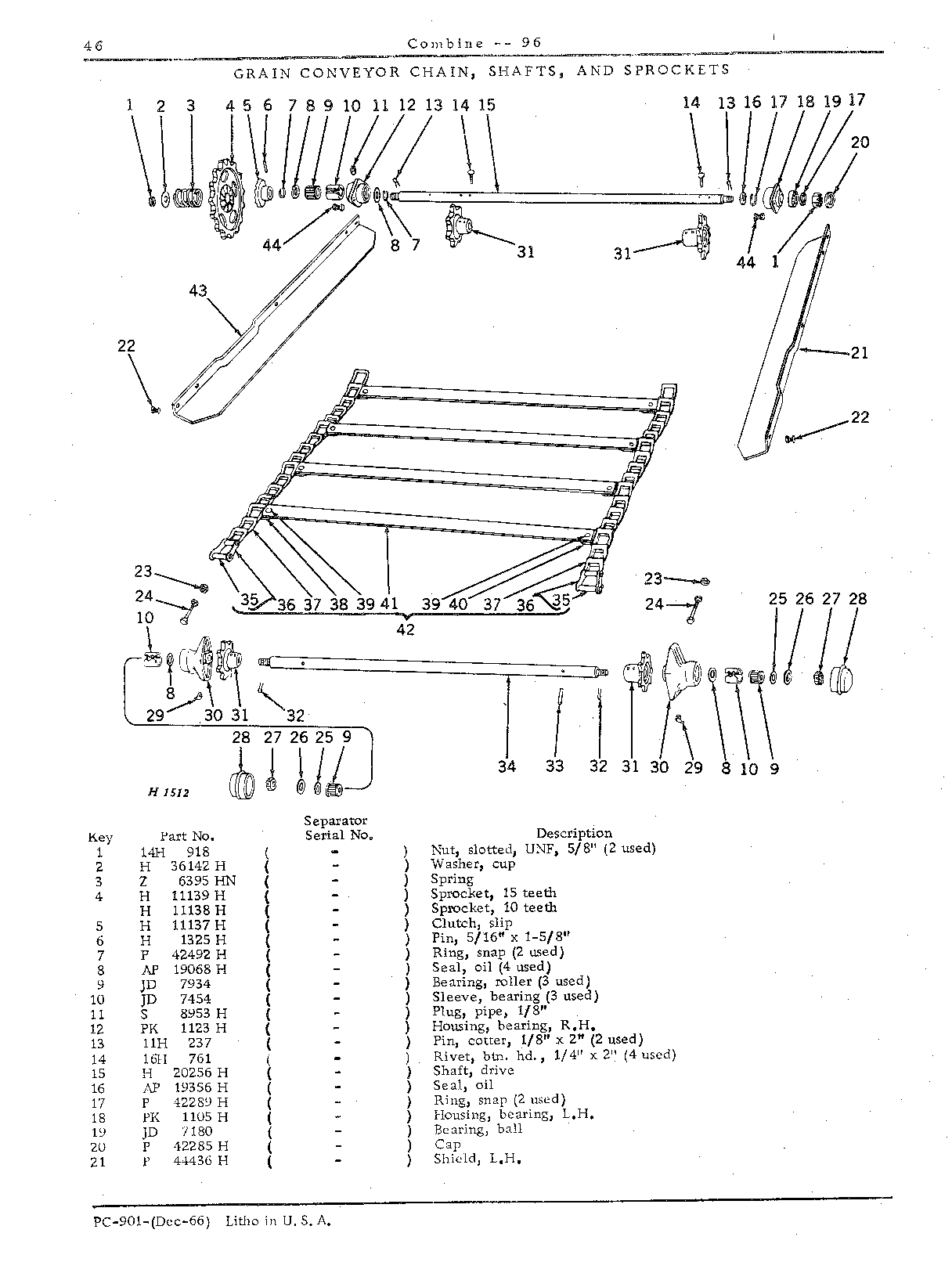 Beater, Platform Electromagnetic Clutch, Grain Conveyor Chains and Bottoms (Continued)