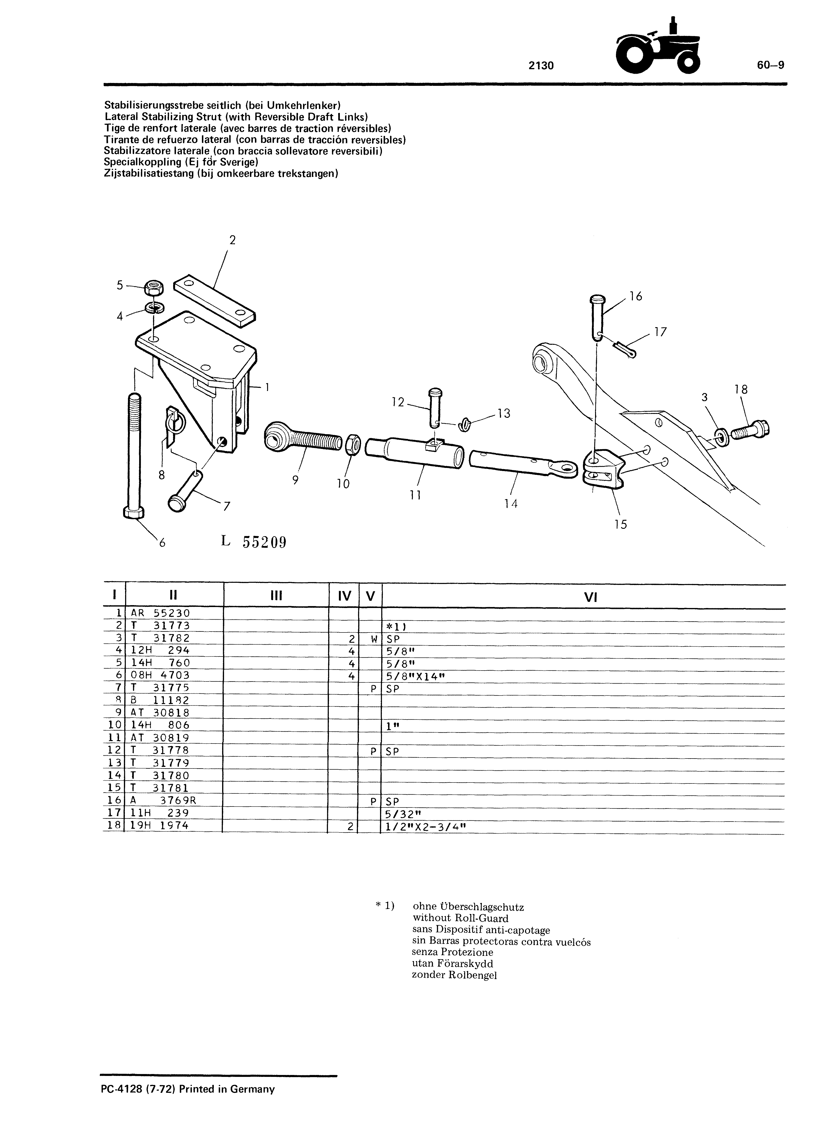 Lateral Stabilizing Strut (with Reversible Draft Links)