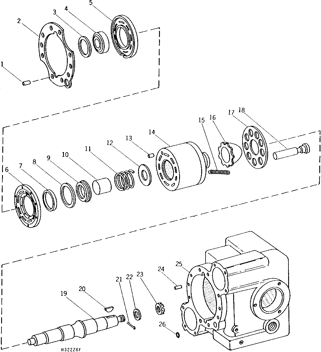 HYDROSTATIC DRIVE PUMP HOUSING, SHAFT AND CYLINDER BLOCK ASSEMBLY