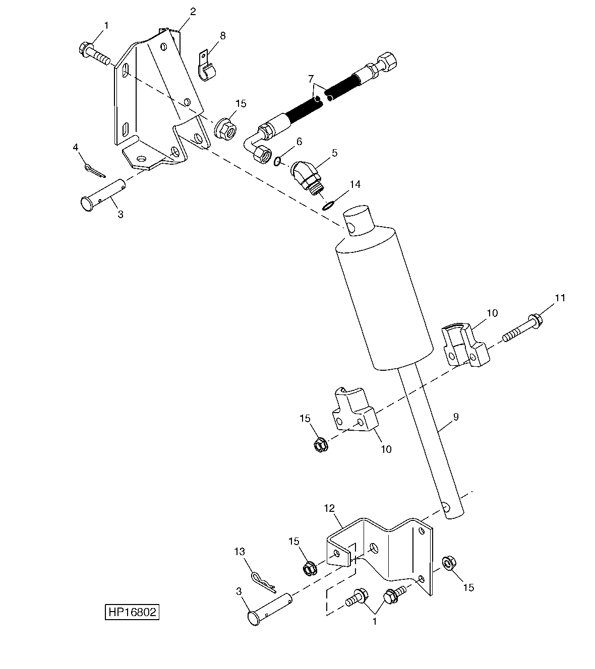 GRAIN TANK UNLOADING DRIVE CYLINDER WITH MOUNTING AND HOSE