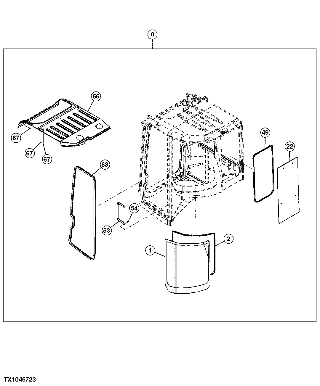 CAB COMPONENTS (ROOF, SIDE AND REAR WINDOWS)(SN -245717)