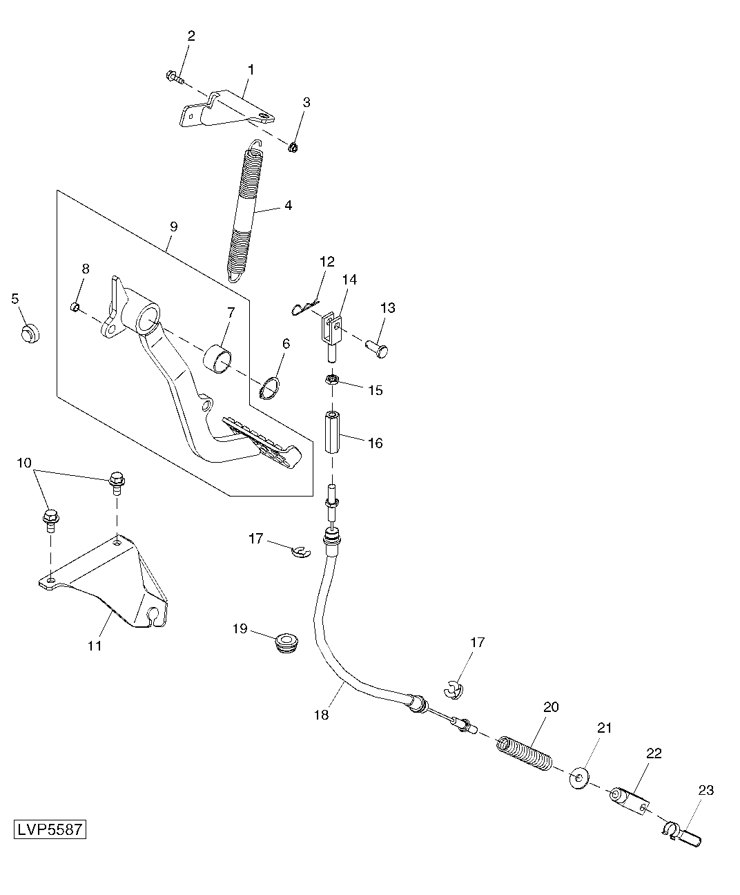 CLUTCH PEDAL AND LINKAGE (SYNCSHUTTLE™ TRANSMISSION) (ISOLATED OPEN OPERATOR STATION / CAB)