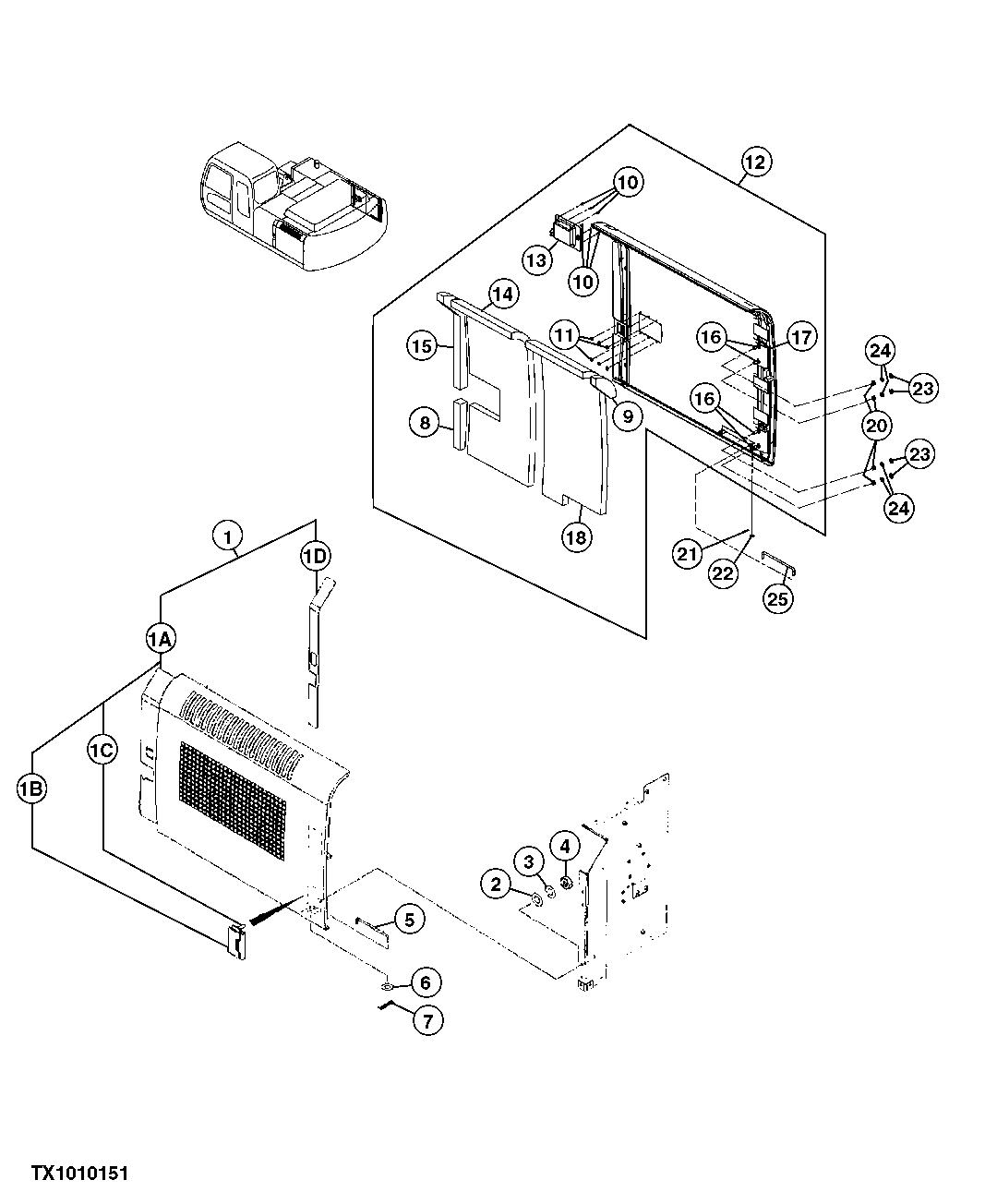 COOLING PACKAGE AND HYDRAULIC PUMP COMPARTMENT DOORS