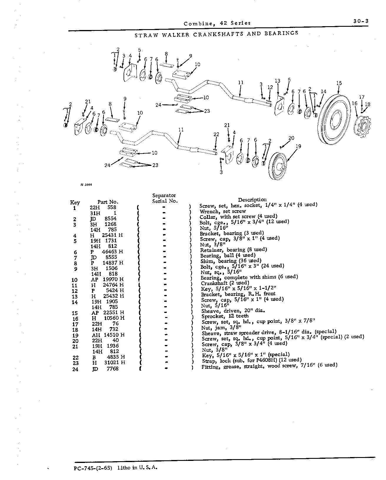 Bearings, wood (straw walker crankshaft)