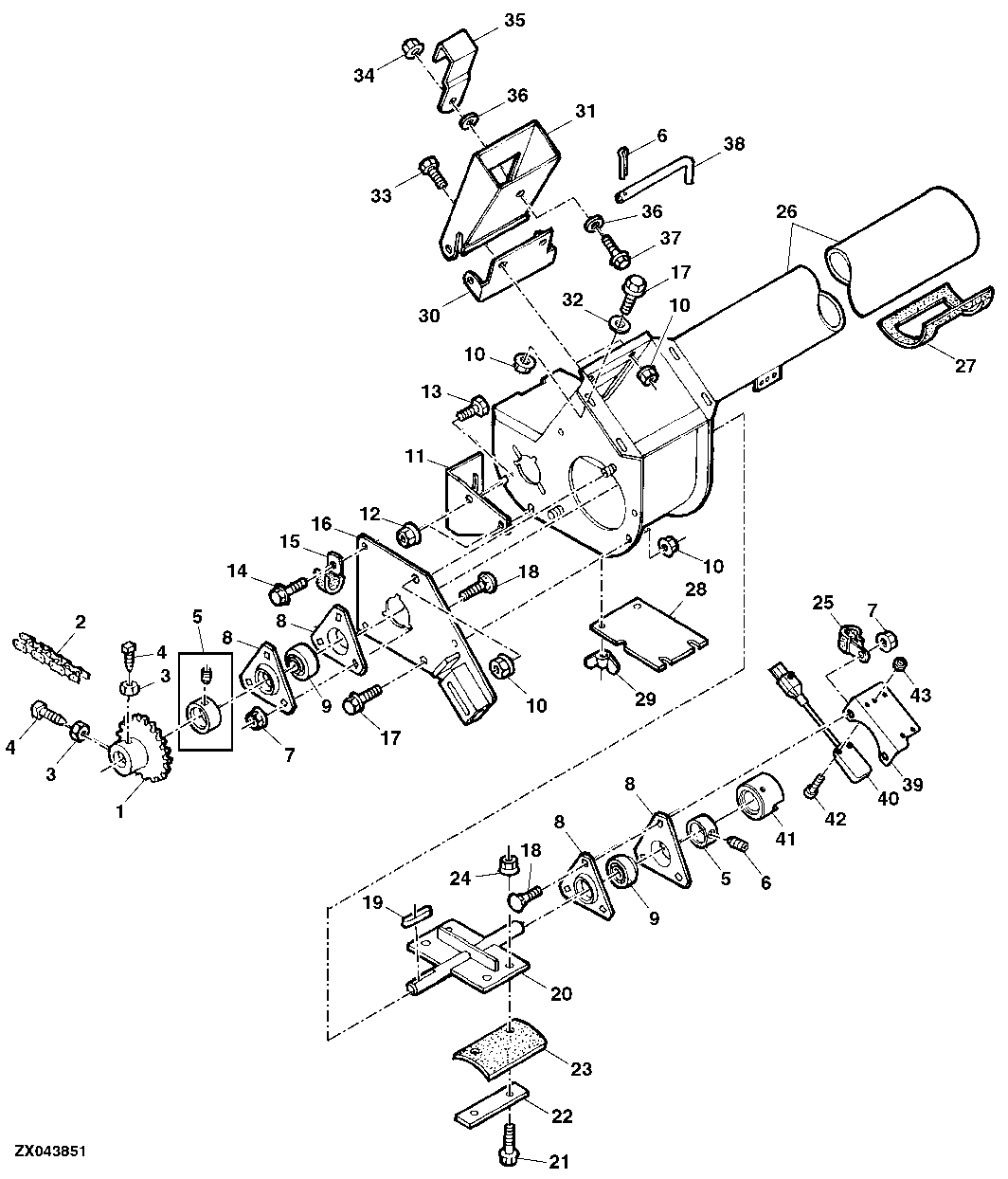 UPPER TAILINGS AUGER HOUSING AND PADDLE ASSEMBLY