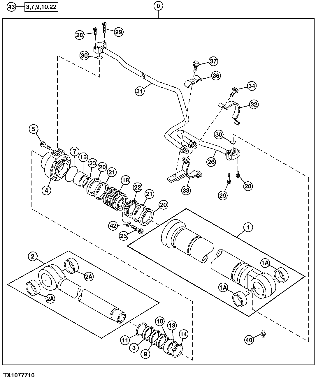 Right Boom Cylinder Components, Units Built Before August 2003