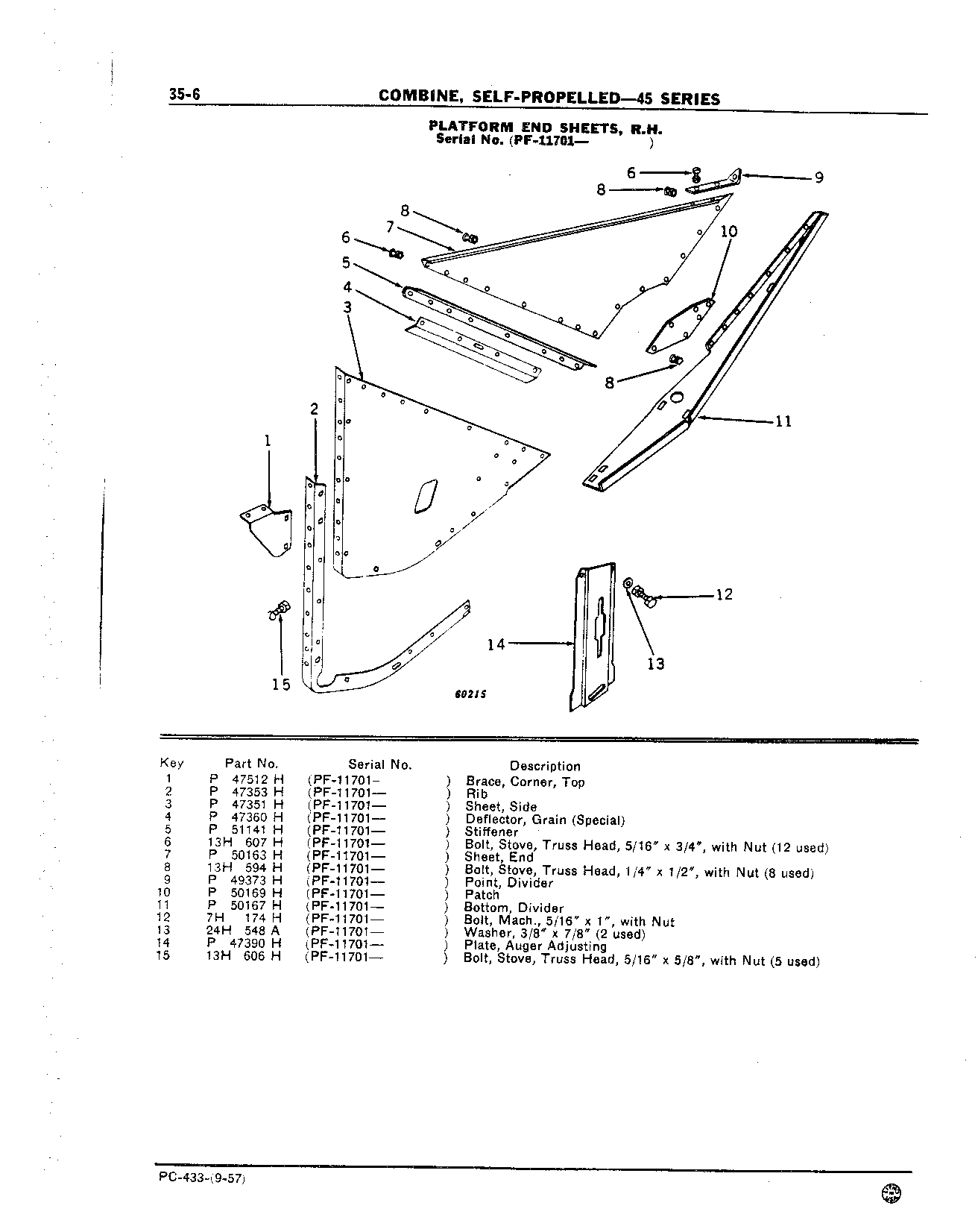 Platform End Sheet, L.H., and Divider (Continued)