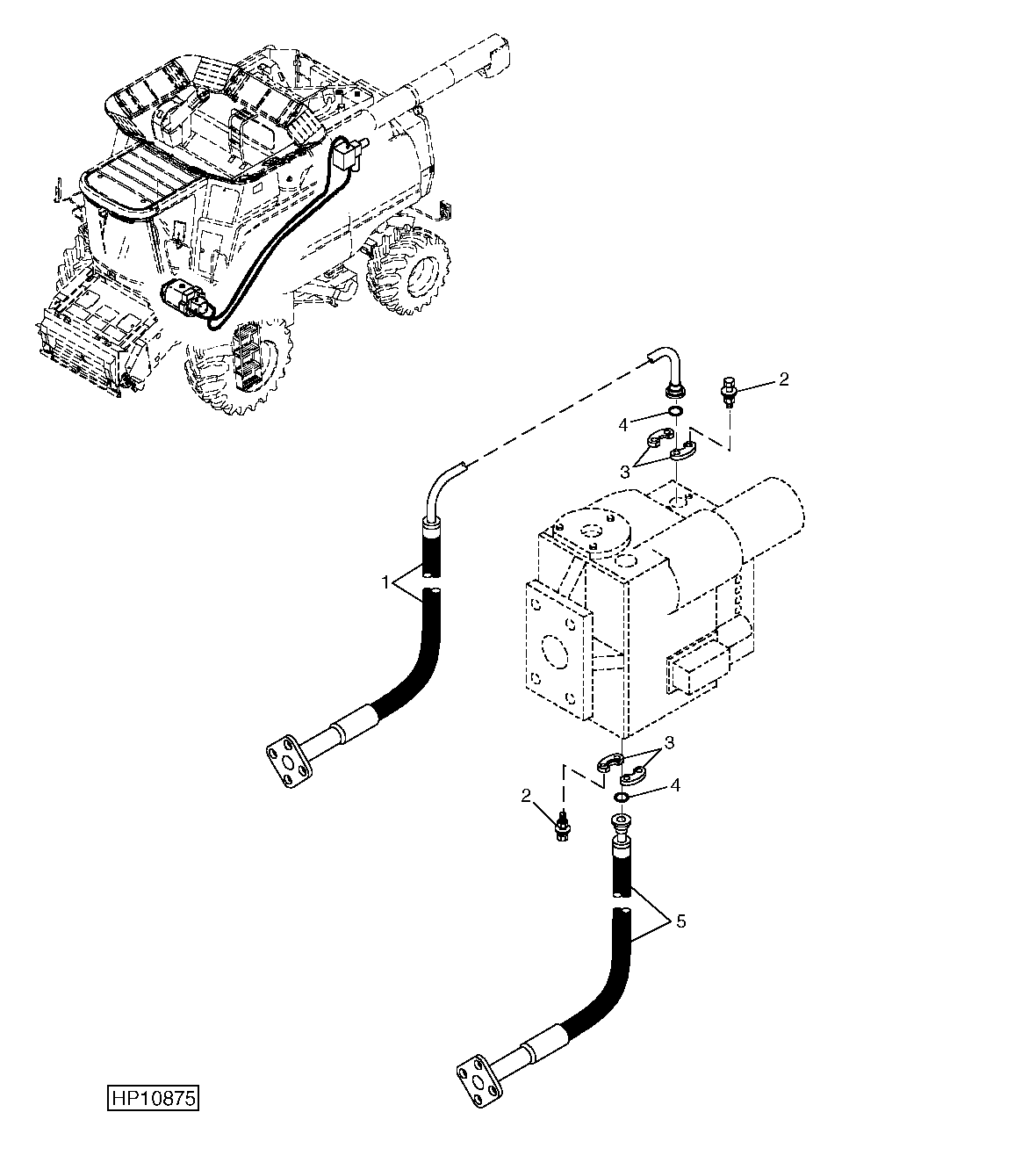 HYDROSTATIC DRIVE HOSES, UPPER (FOUR WHEEL DRIVE)