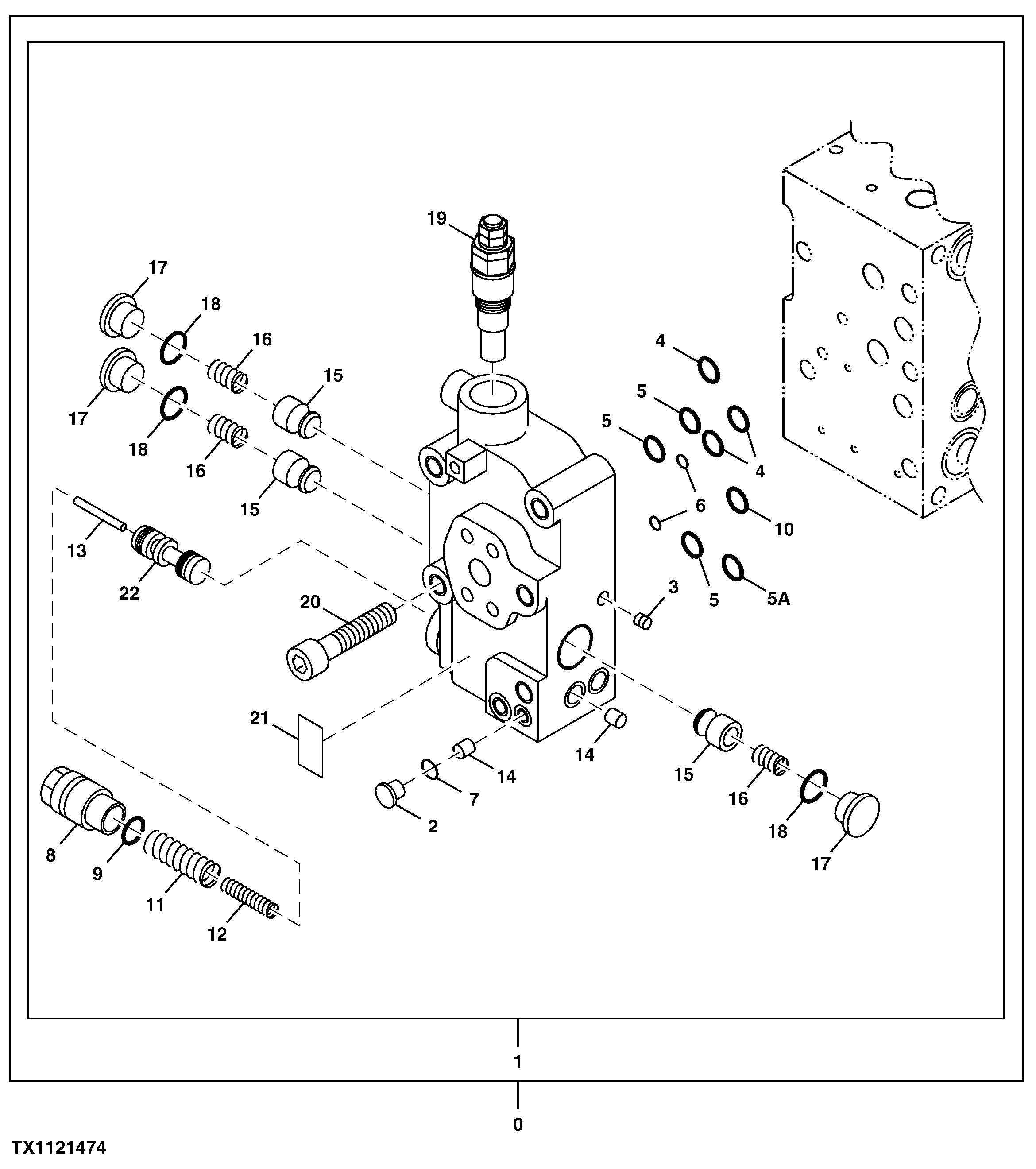 Control Valve Components (System Relief Four Spool Side)