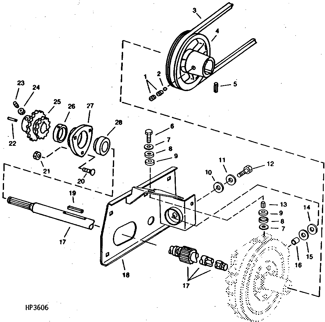 Front Drive Shaft, Sheave and Mountings (Fixed Speed With Reverser)