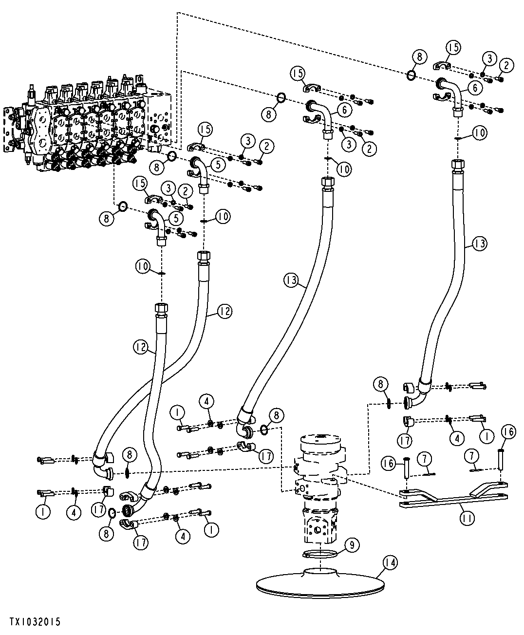HYDRAULIC SYSTEM - LOWER (VALVE TO HYDRAULIC SWIVEL)