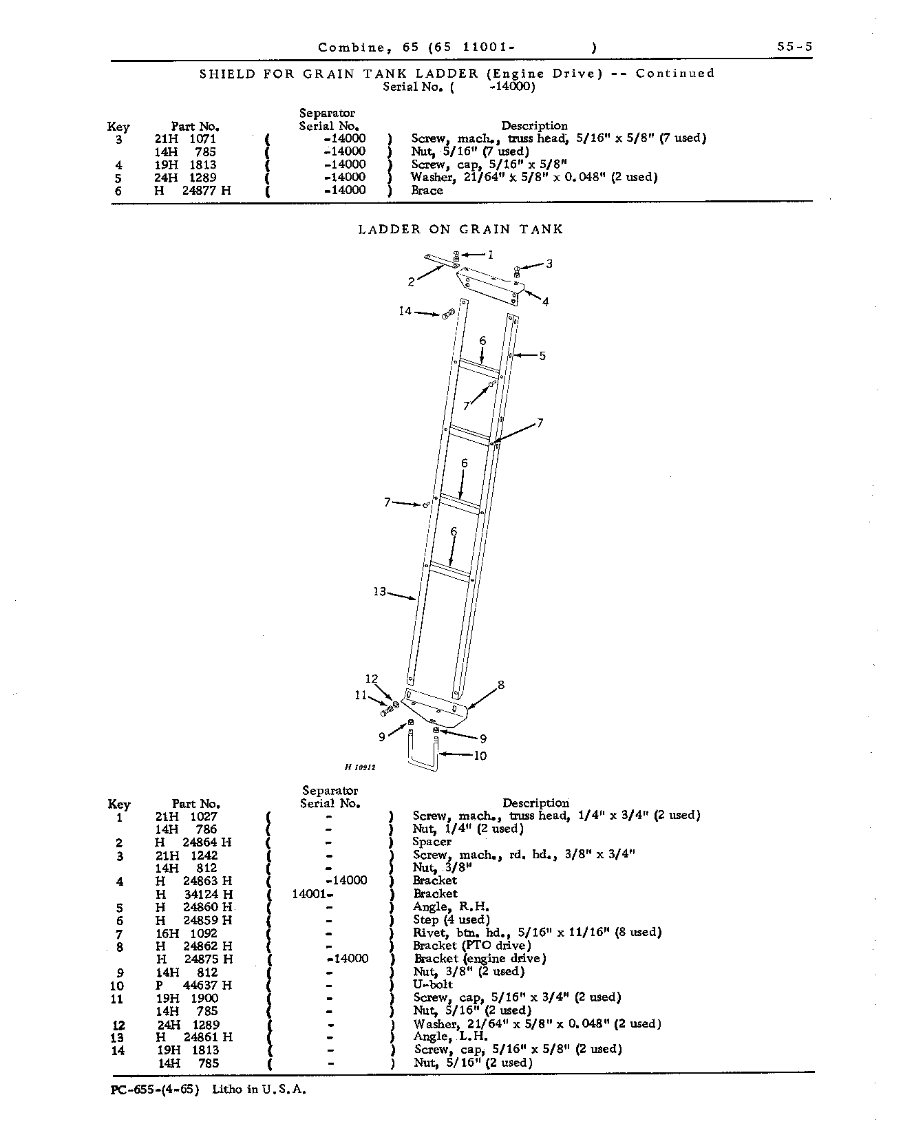 Grain Tank, Loading and Unloading Augers, and Ladder (Continued)