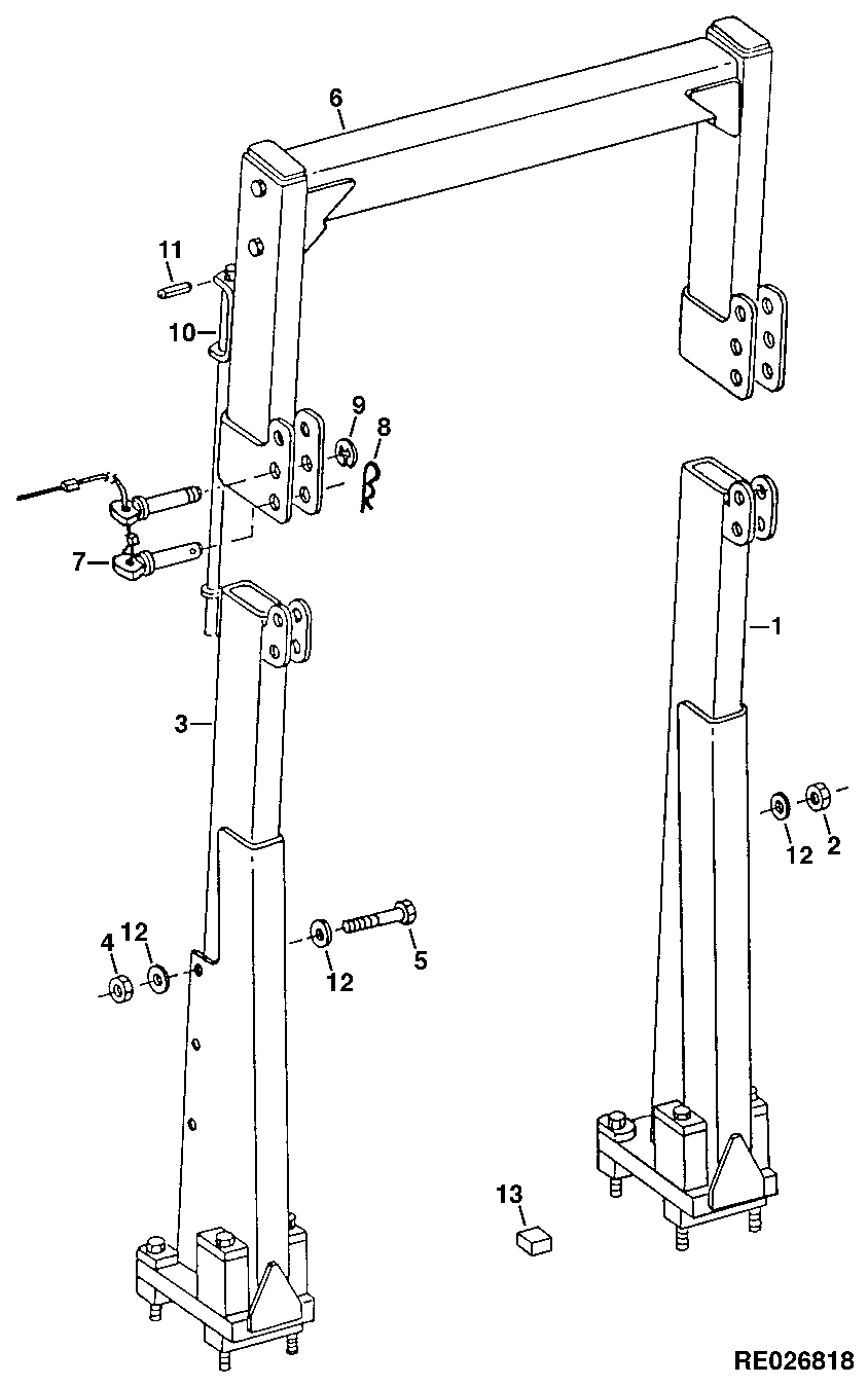 TWO-POST FOLDING ROLL OVER PROTECTION STRUCTURE