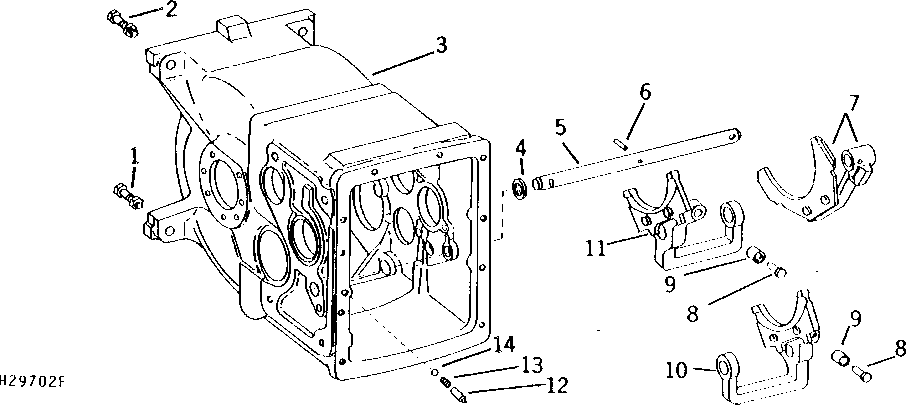 TRANSMISSION AND DIFFERENTIAL HOUSING AND SHIFTER FORKS