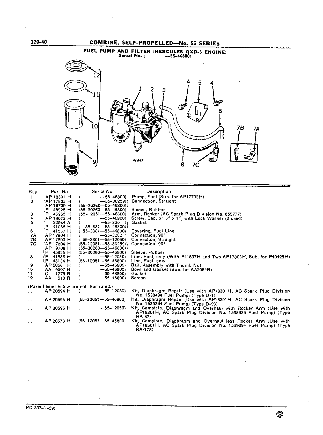 Engine, Hercules QXD-3 Fuel Pump and Filter