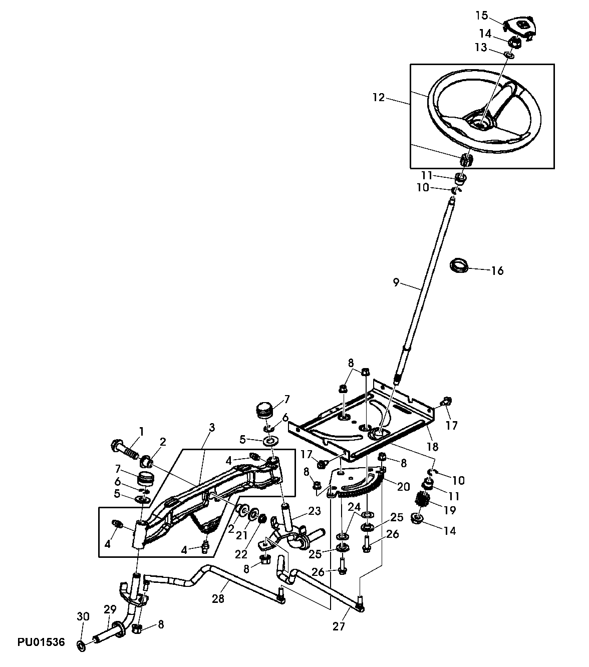 STEERING WHEEL, GEARS, LINKAGE AND FRONT AXLE