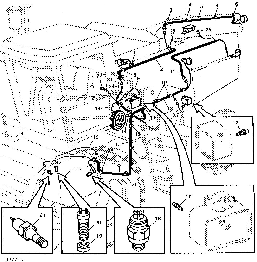Rear Hood, Grain Tank, Unloading Auger and Separator, LH Harnesses