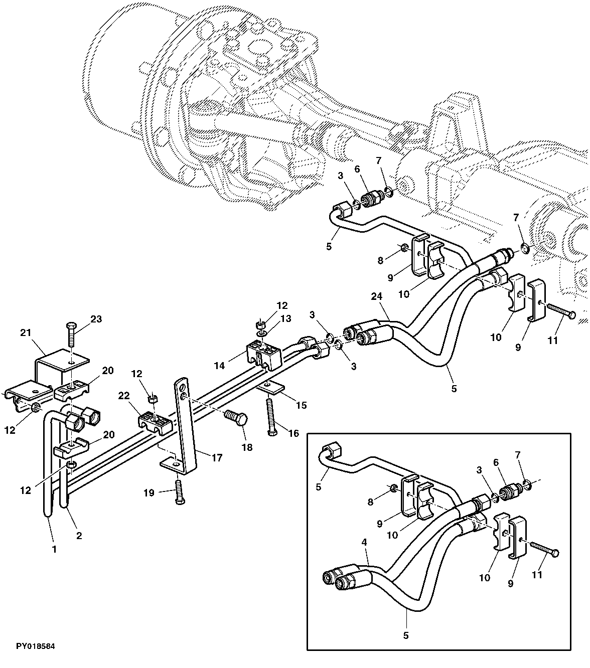 STEERING OIL LINES (WITH MFWD FRONT AXLE 730 / 733)