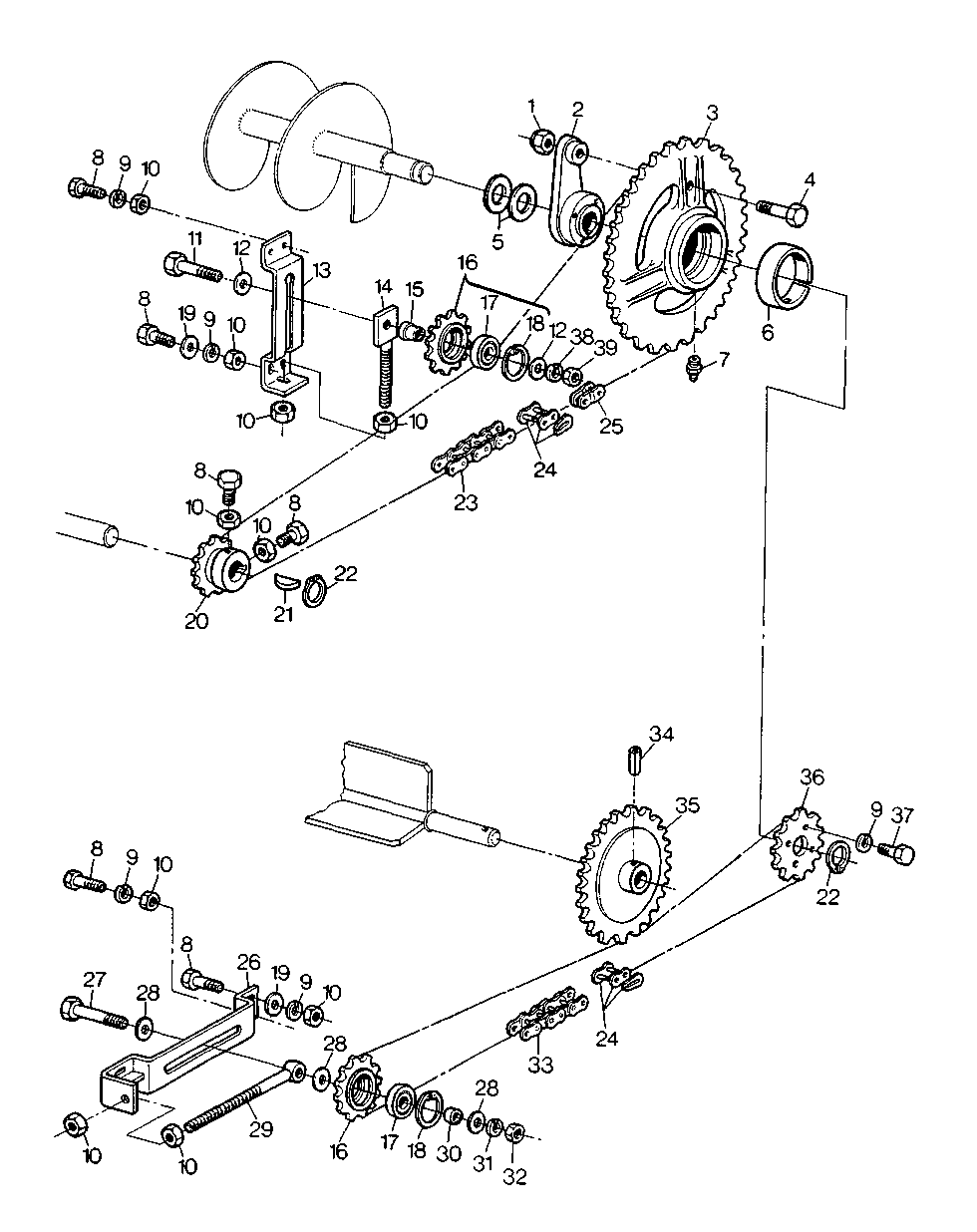 DRIVE - UNLOADING AUGER AND PADDLE ROLL - GRAIN TANK