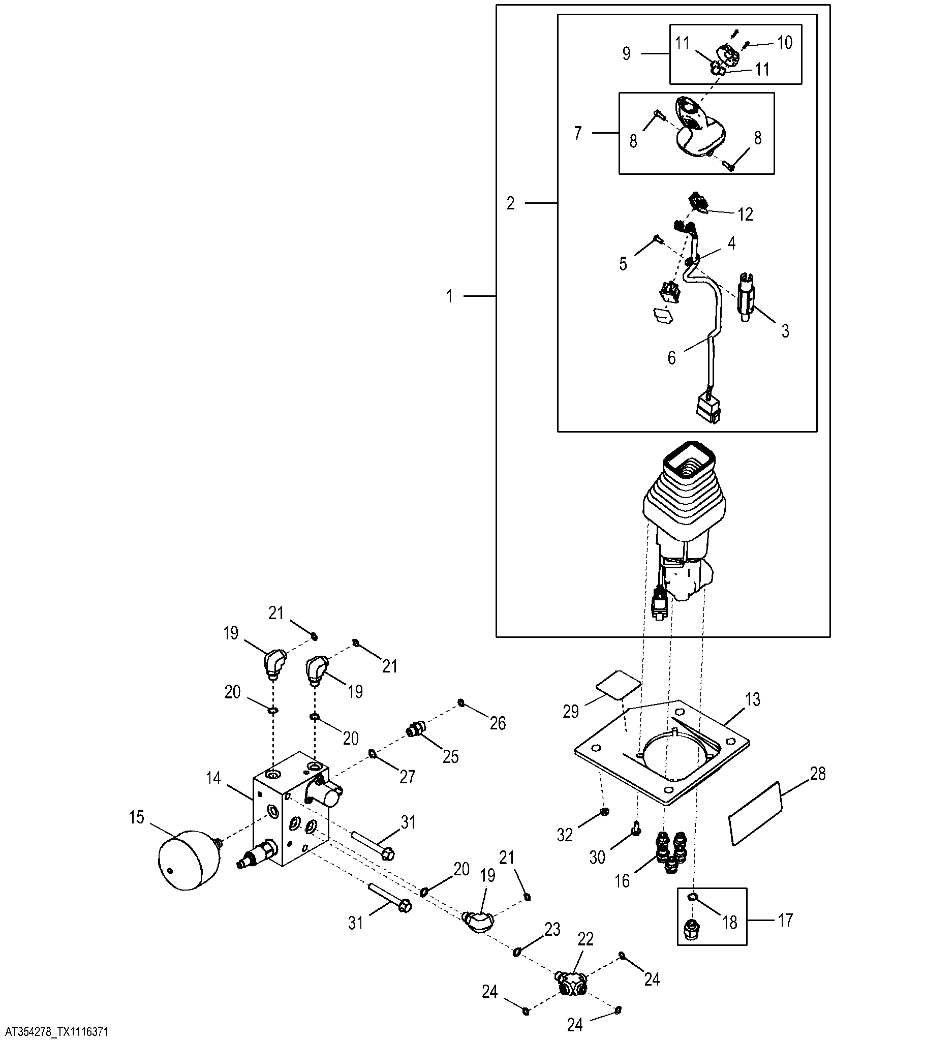 Joystick Pilot Control w/o Front Auxiliary Hydraulic