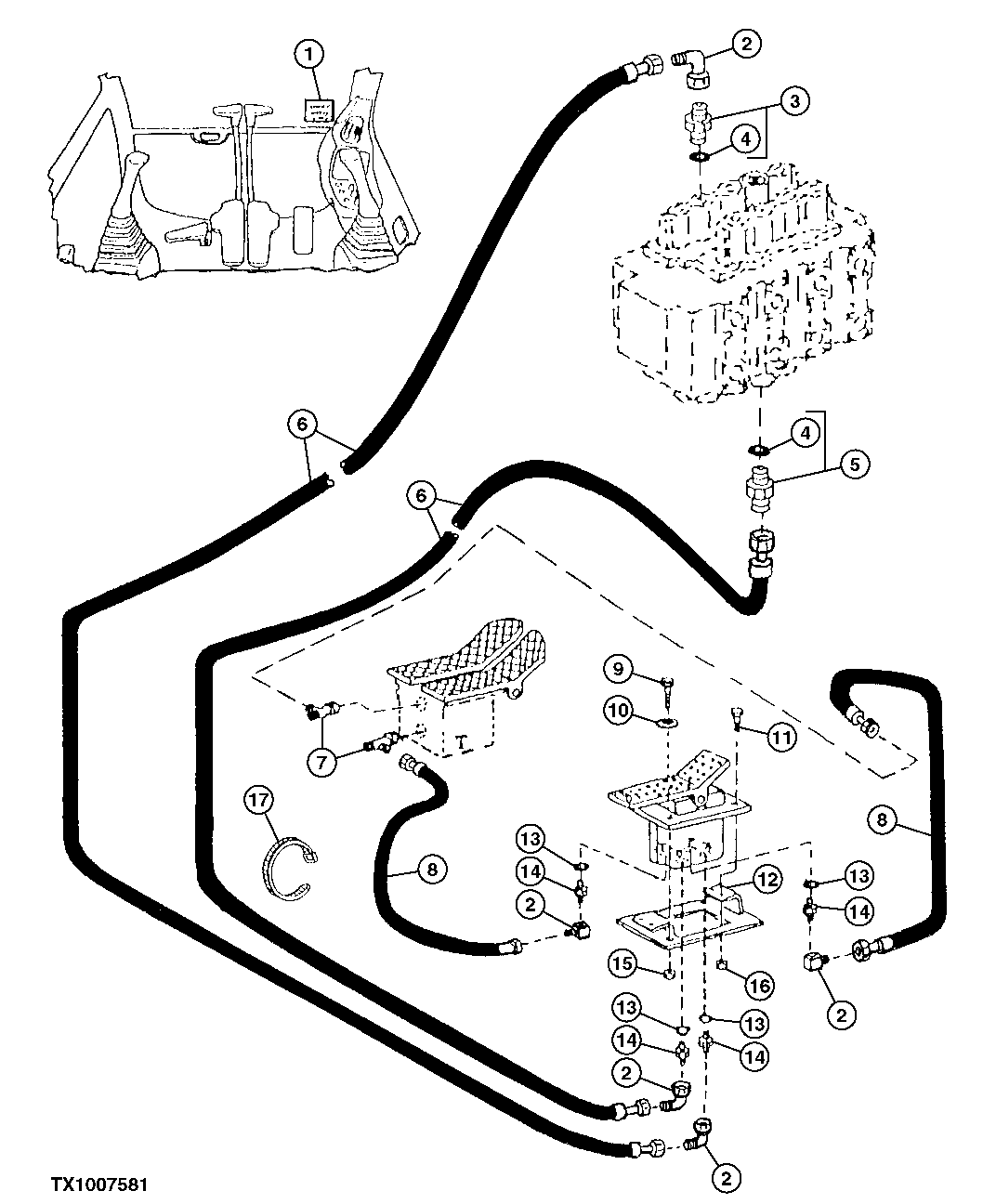 REPLACEMENT AUXILIARY FOOT CONTROL HOSES AND FITTINGS