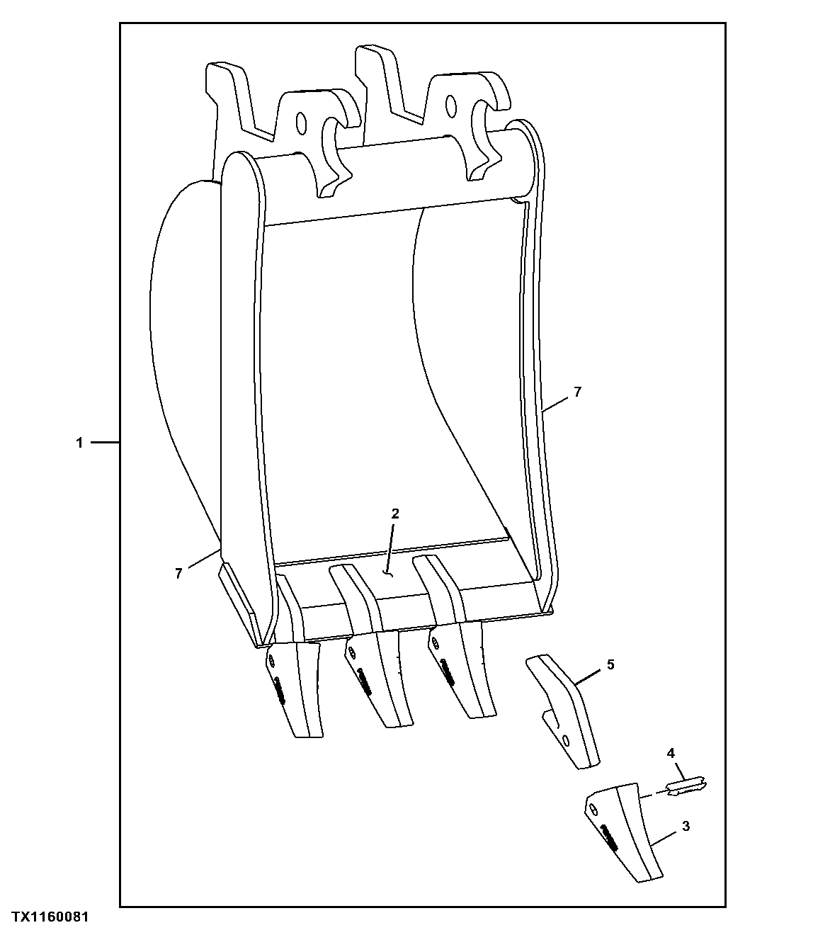 Heavy-Duty Bucket with TK Teeth, 45.72 cm (18 in), 0.144 m³ (5.1 ft³)