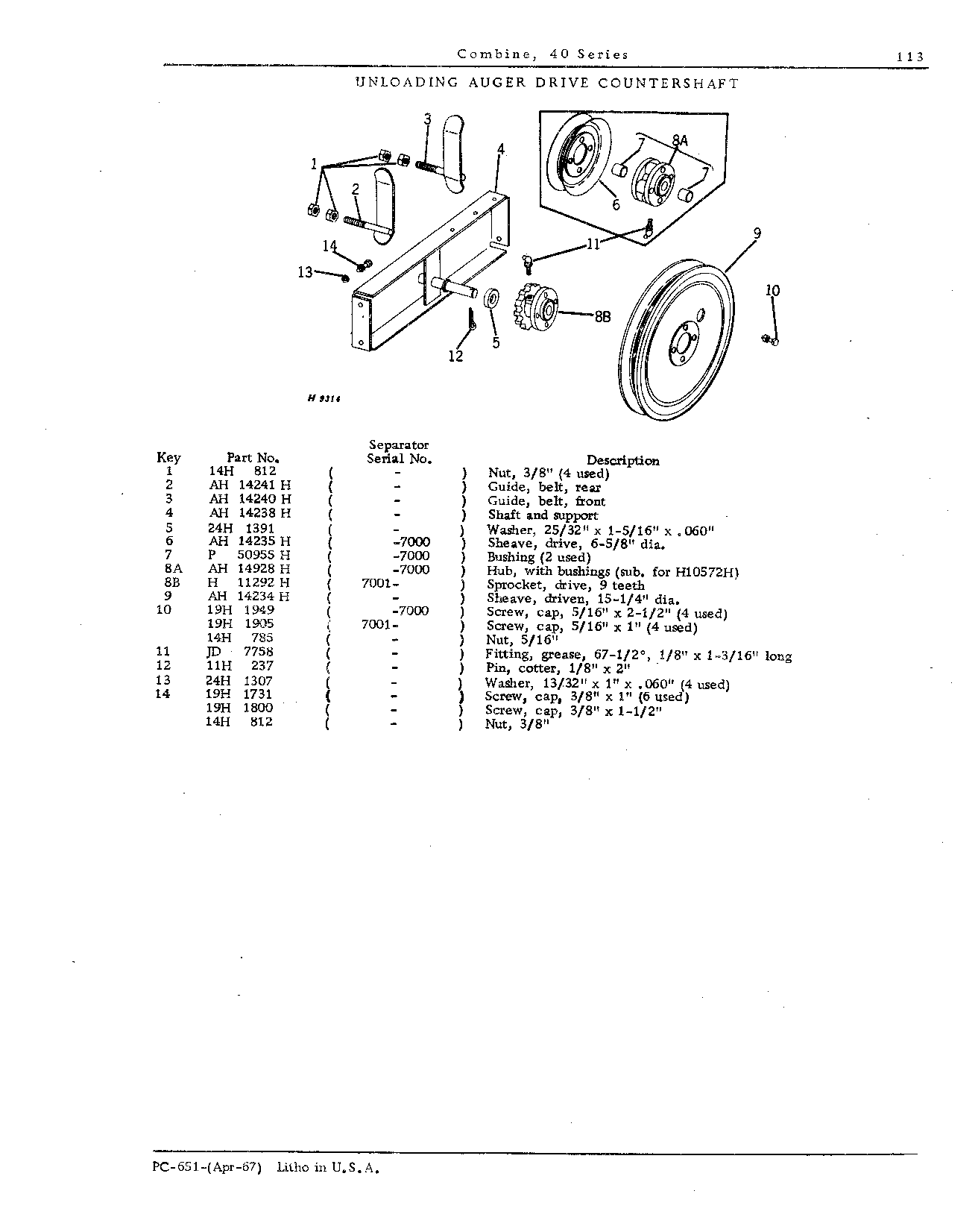 Grain Tank, Loading and Unloading Augers (Continued)
