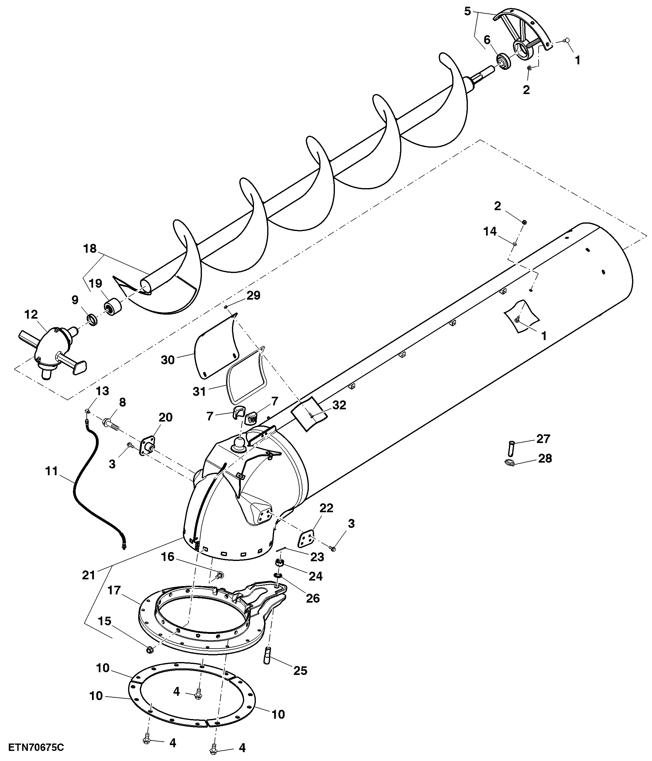 Unloading Auger Turret, High Unloading Rate, 6.9 m (22.6 ft)