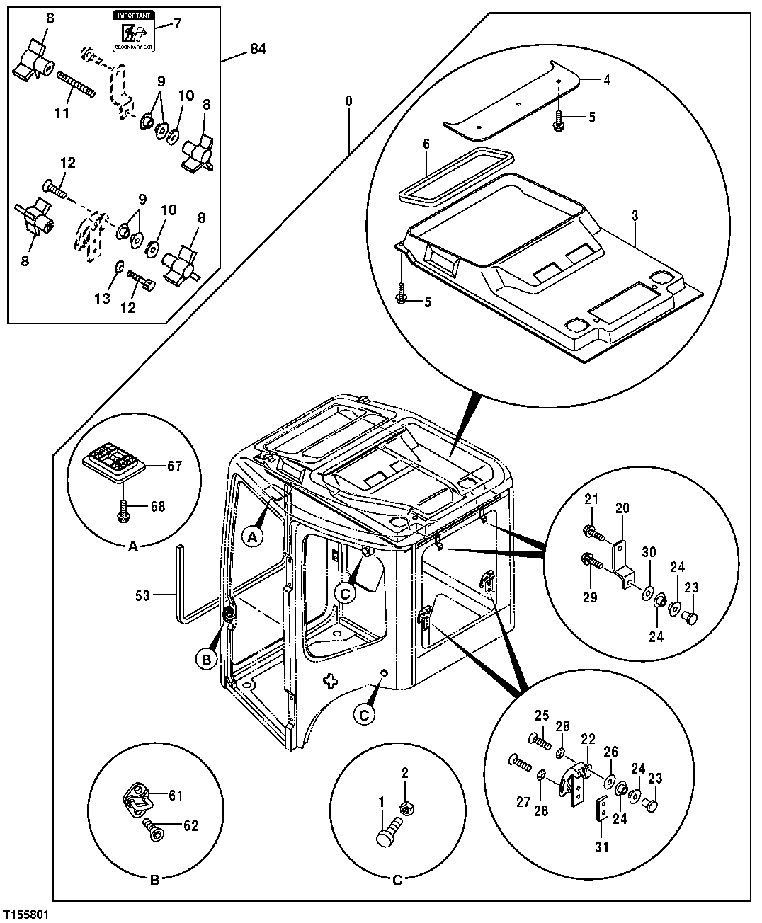 CAB COMPONENTS (INSIDE ROOF AND INTERIOR LIGHT)