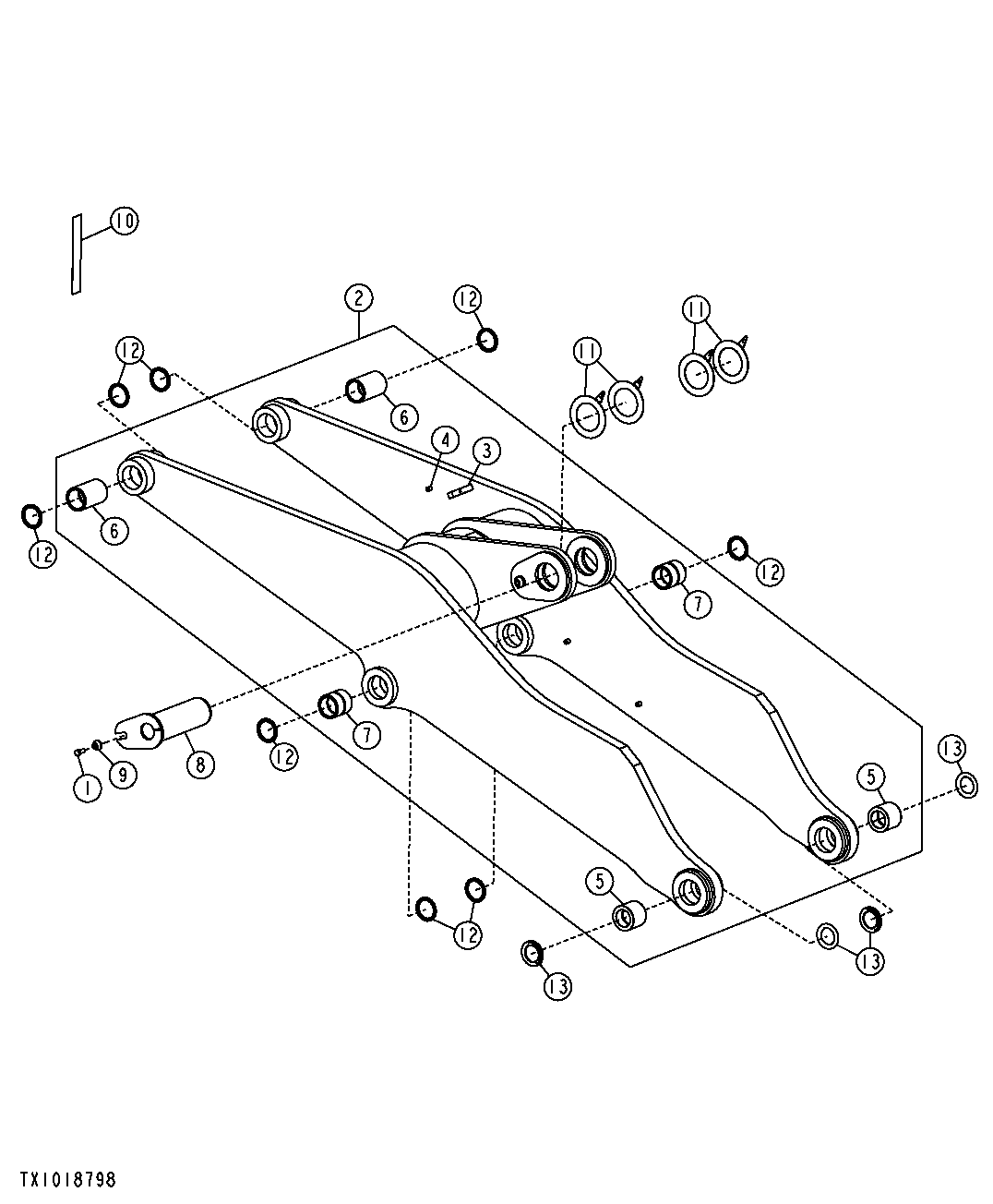 LOADER BOOM, SEALS, AND BUSHINGS (STD) (S.N. 612700-)