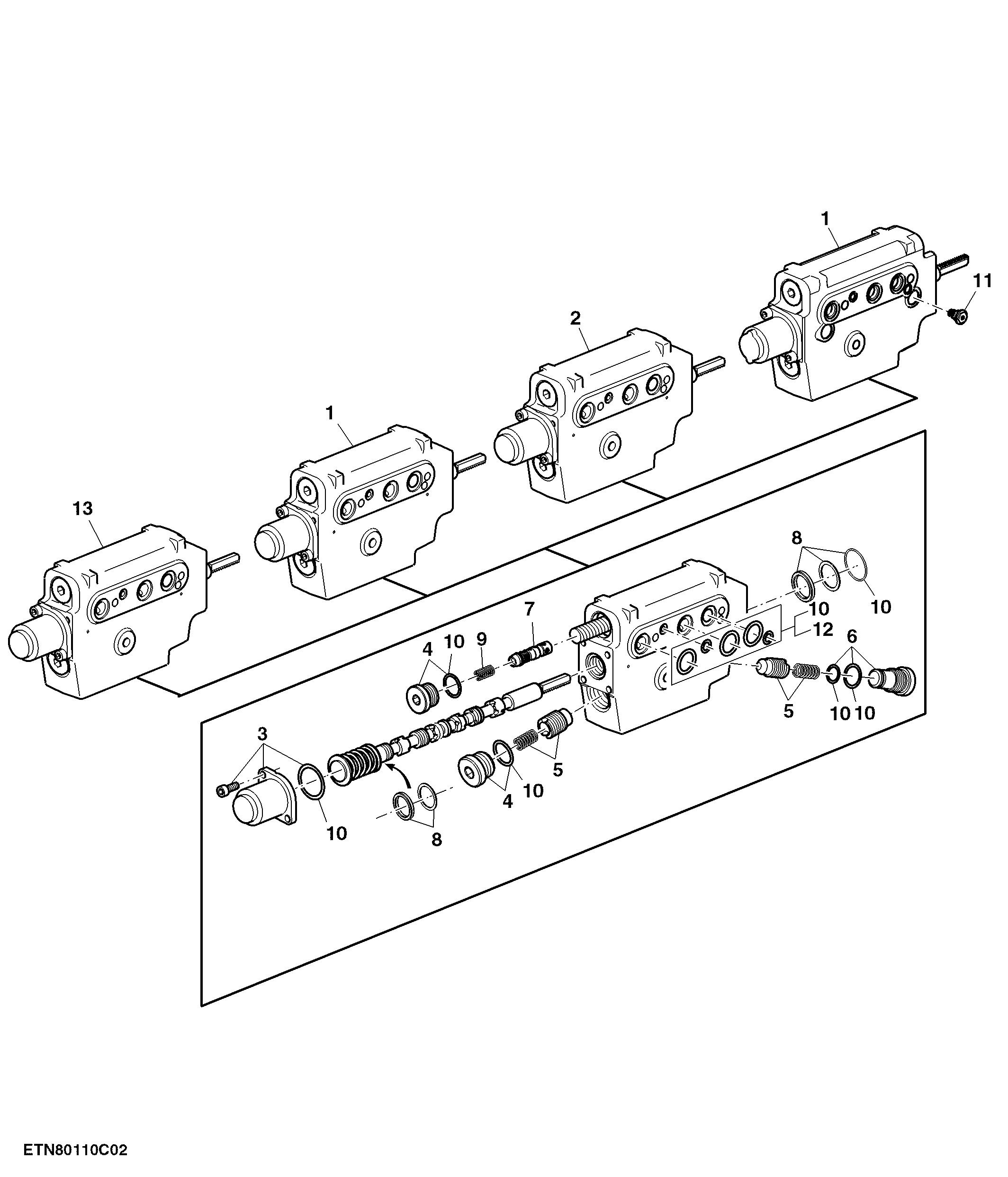 Electrical SCV, 3 Functions, W/ Front Hitch Control Valve