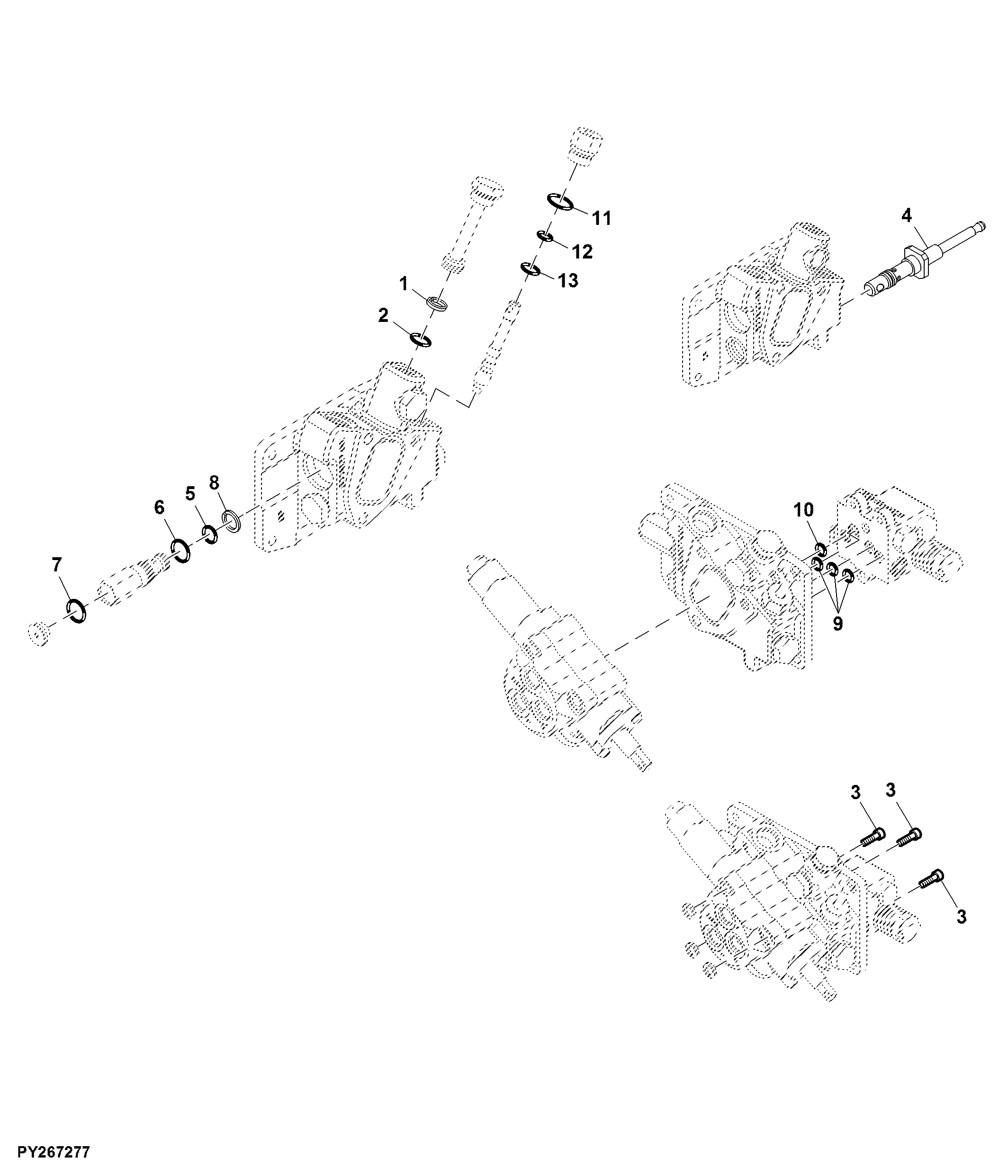 Rockshaft Control Valve Kits, W/O QRL, W/O SCV