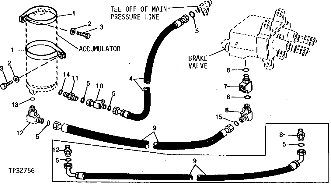 BRAKE VALVE AND ACCUMULATOR HOSES ( - 543489)