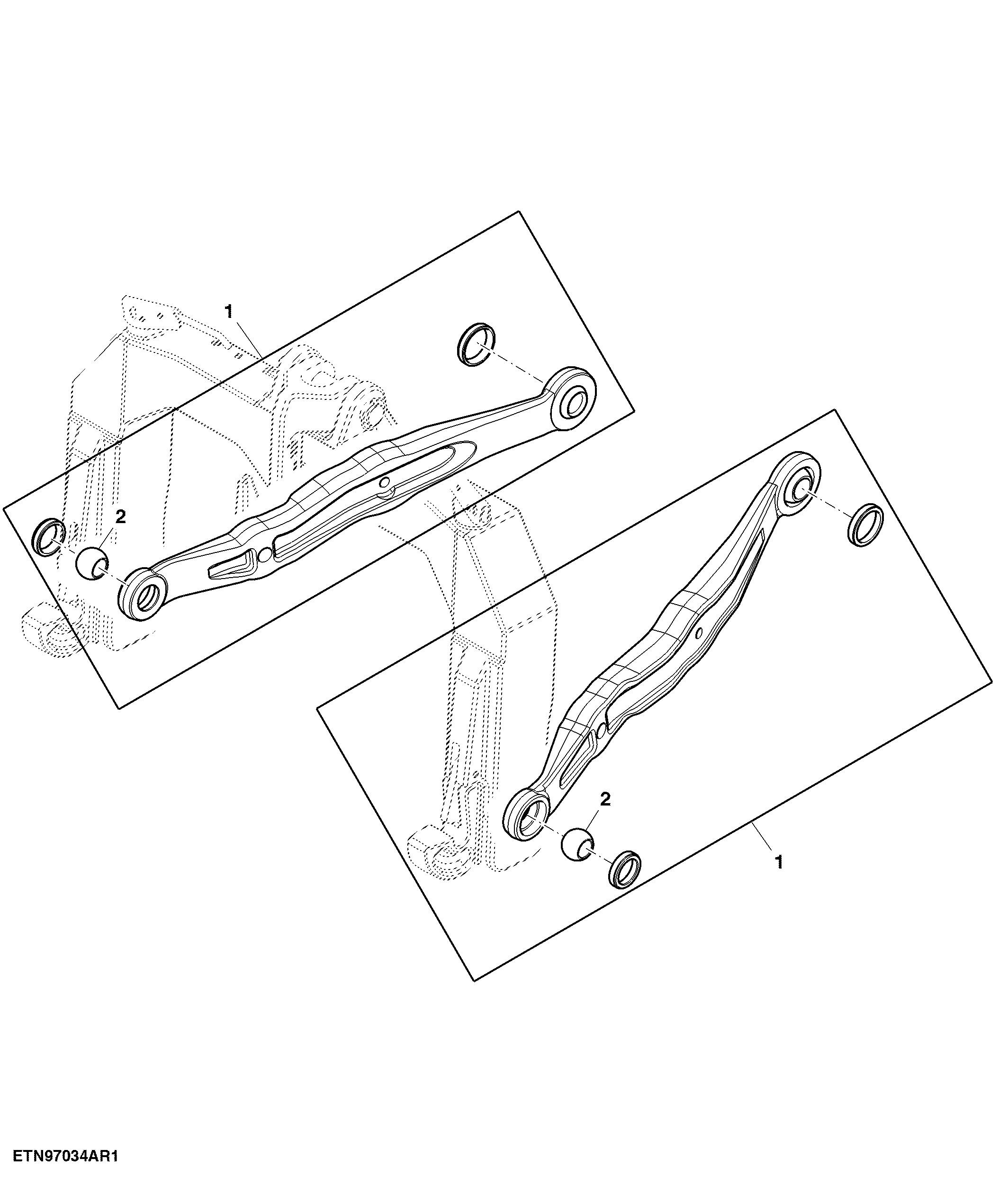 Draft Link, W/ Ball End or Quick Coupler Hitch, W/ Wedge Blocks, Category 3/3N
