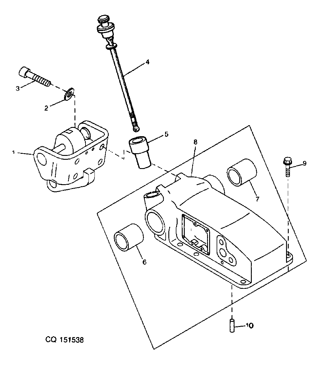 ROCKSHAFT HOUSING, DIPSTICK AND CENTER LINK BRACKET