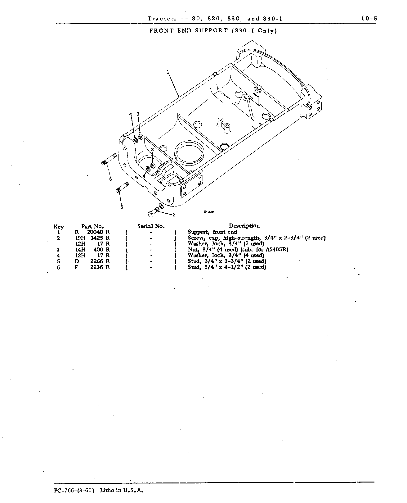 Front end support (830-I)