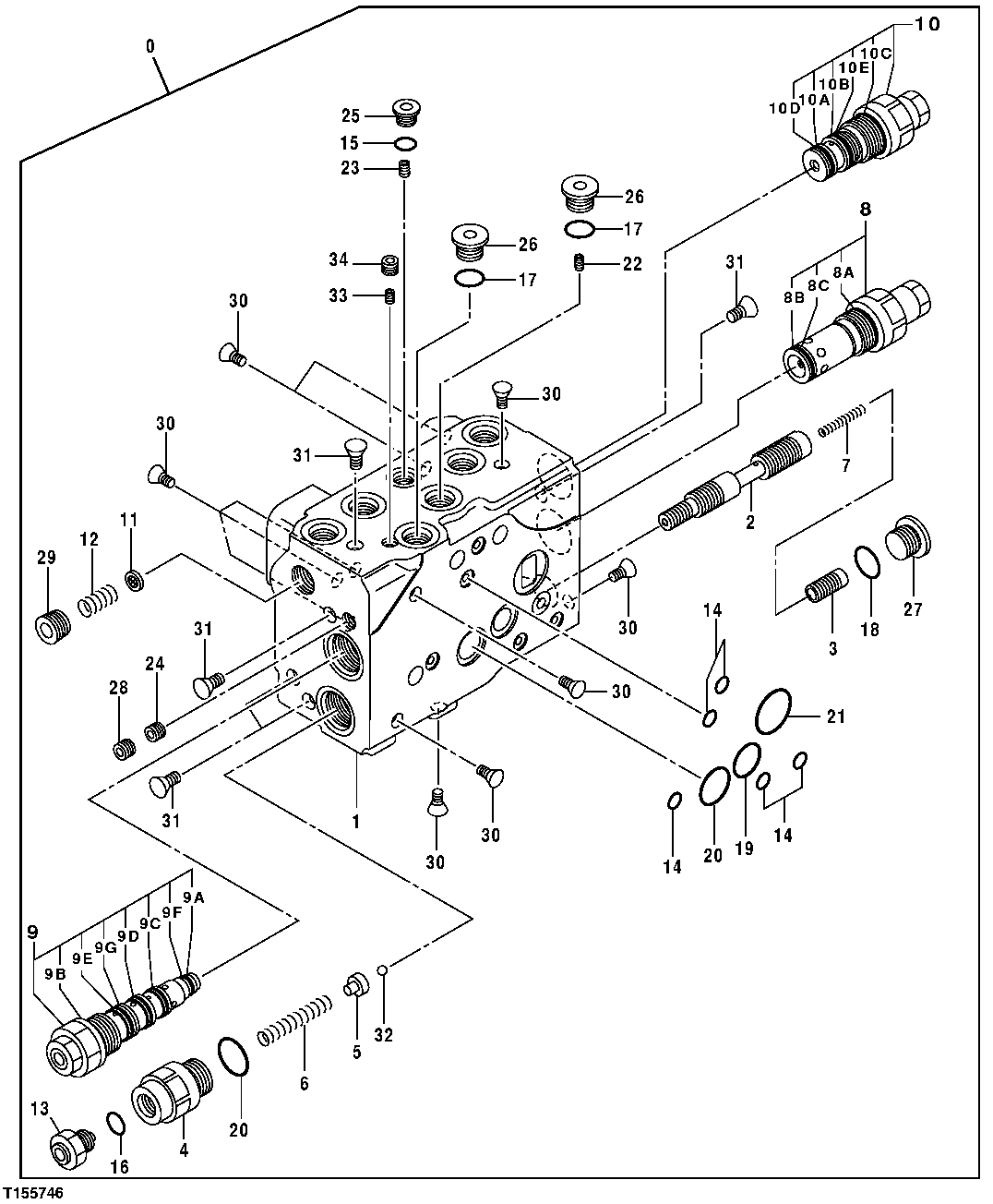 Main Control Valve Components - Relief Valve End Section