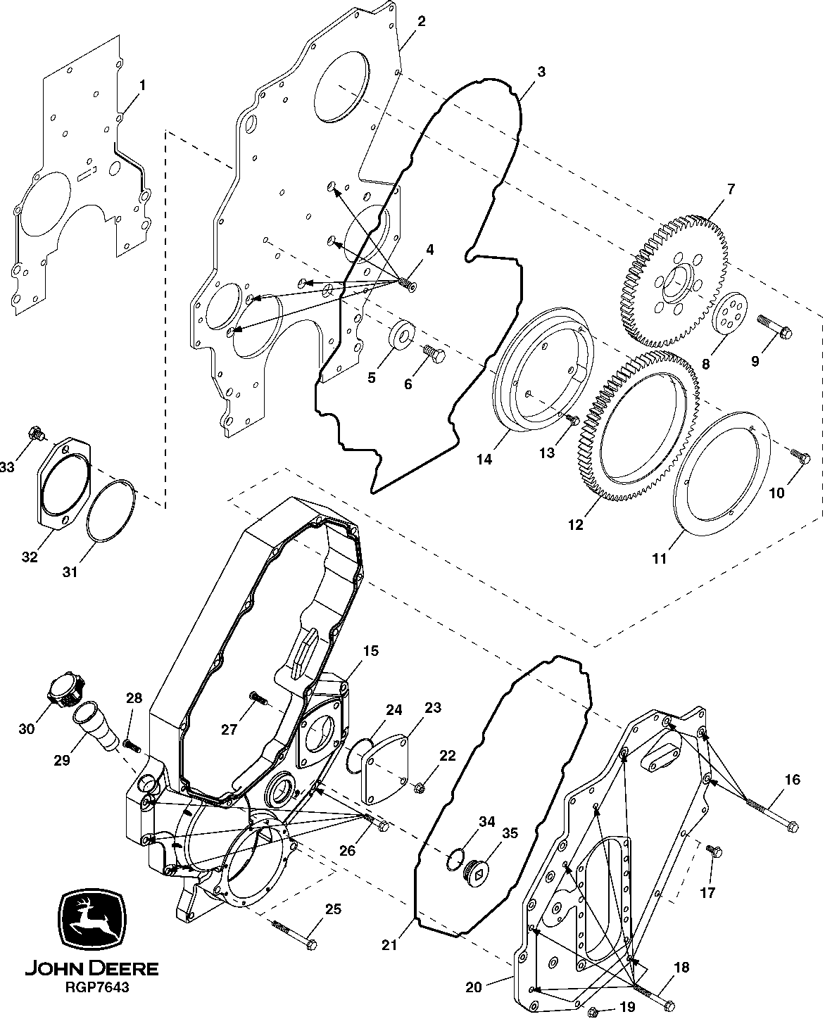 TIMING GEAR COVER, IDLER GEAR, FRONT PLATE, AND OIL FILL (013363 - )