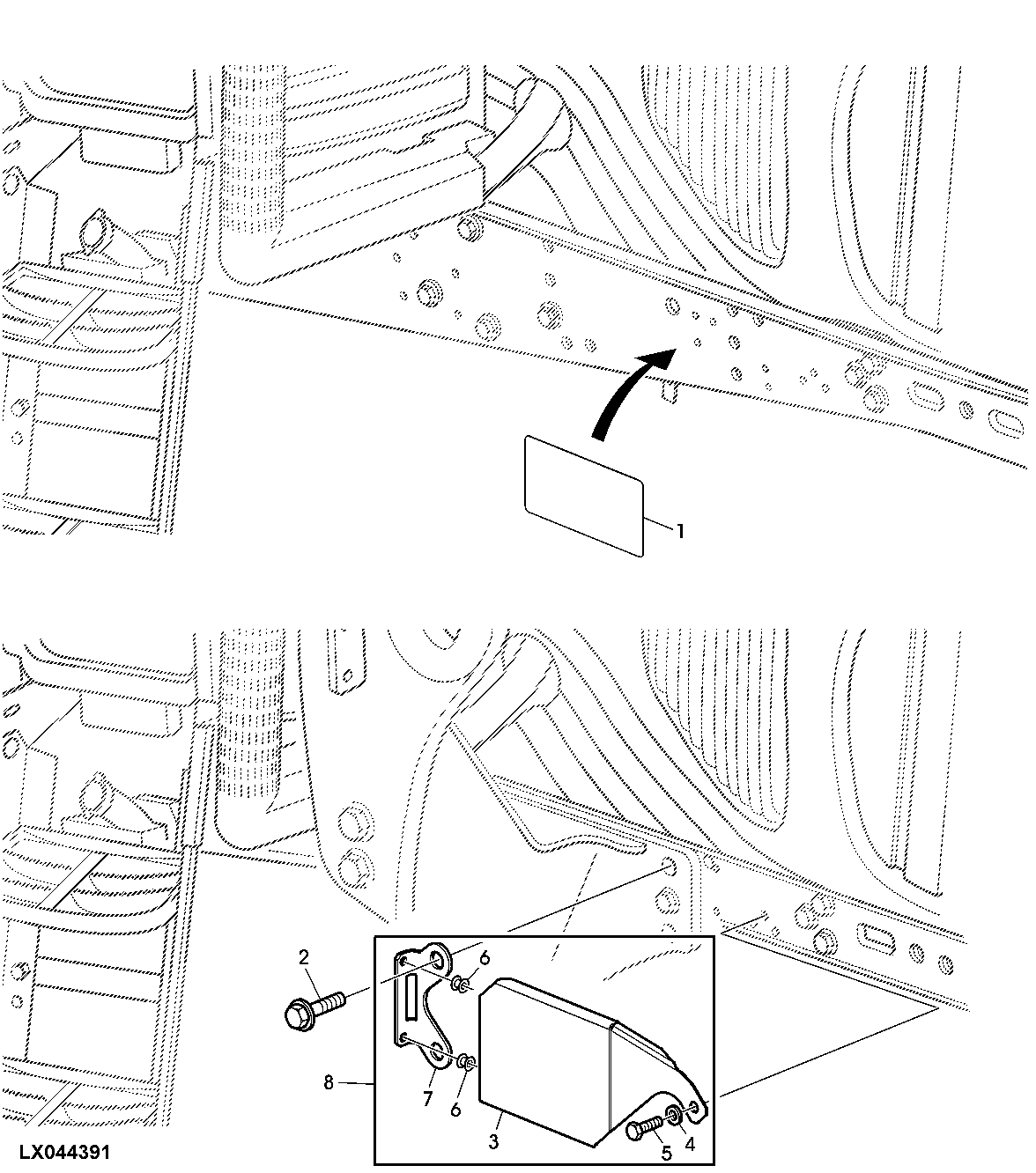 FENDER STOP PANEL WITH TURNING FENDER (WITH FRONT LOADER) - FIELD INSTALLATION KIT