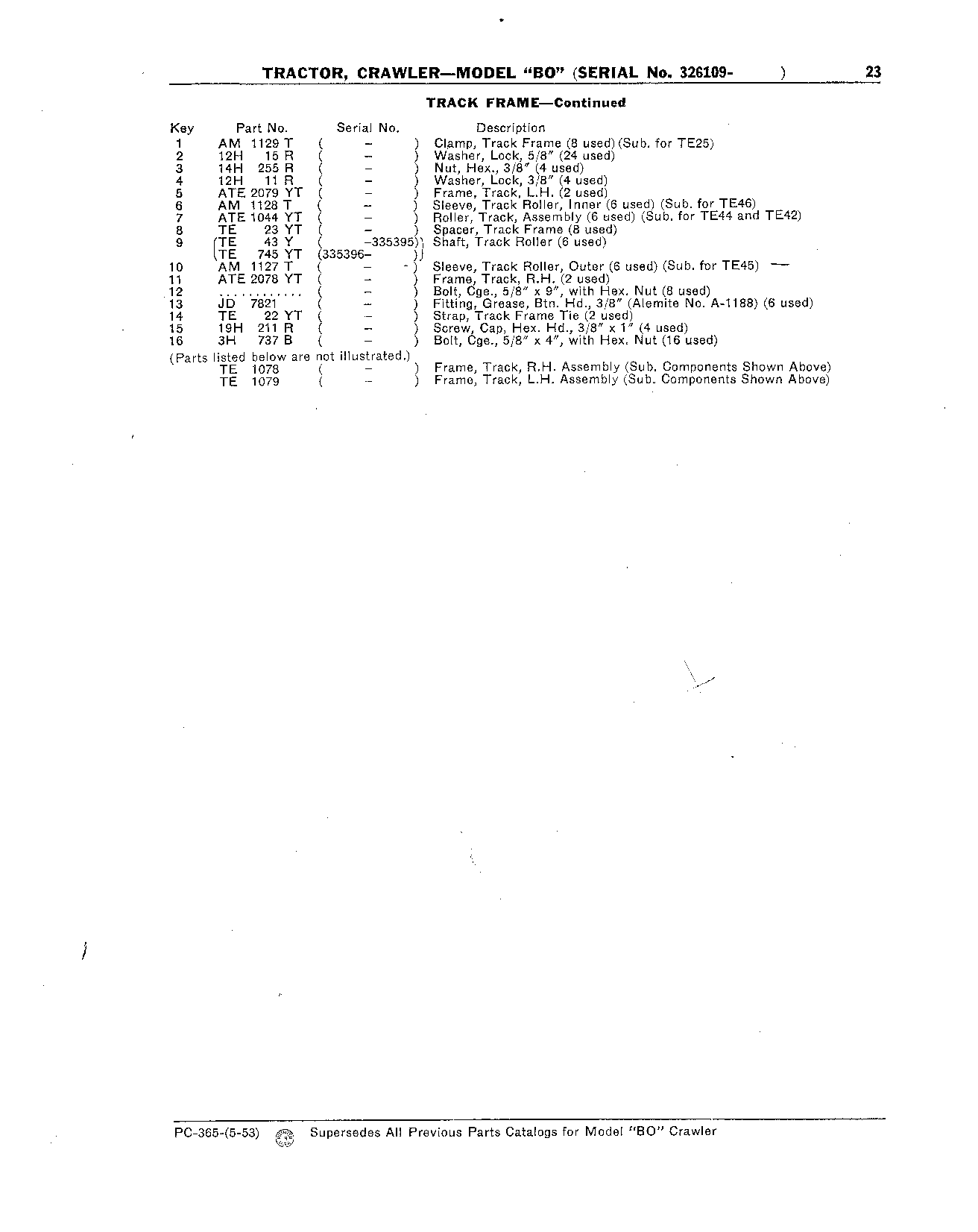 Track Frame (Continued)