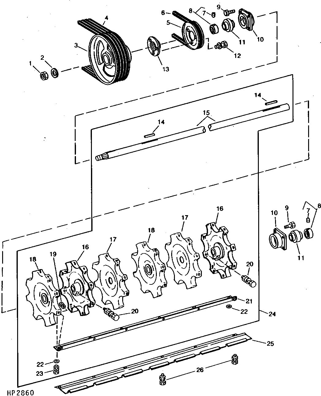 Rasp Bar Cylinder (2 of 2), Single Range Cylinder Drive (610501 - ), Dual Range Cylinder Drive (556301 - )