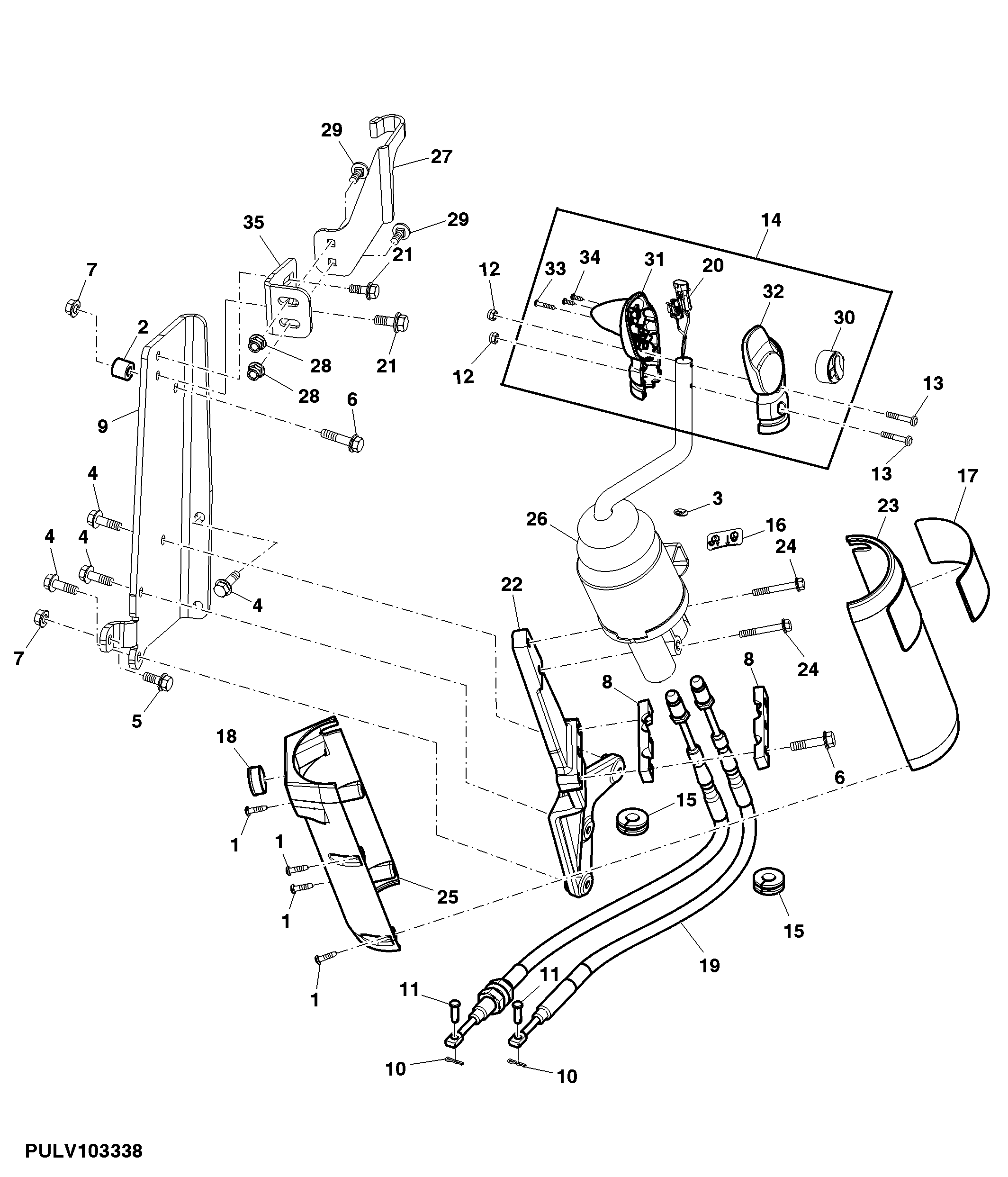 TRIPLE MID SCV CONTROL LEVER (OPEN OPERATOR'S STATION)