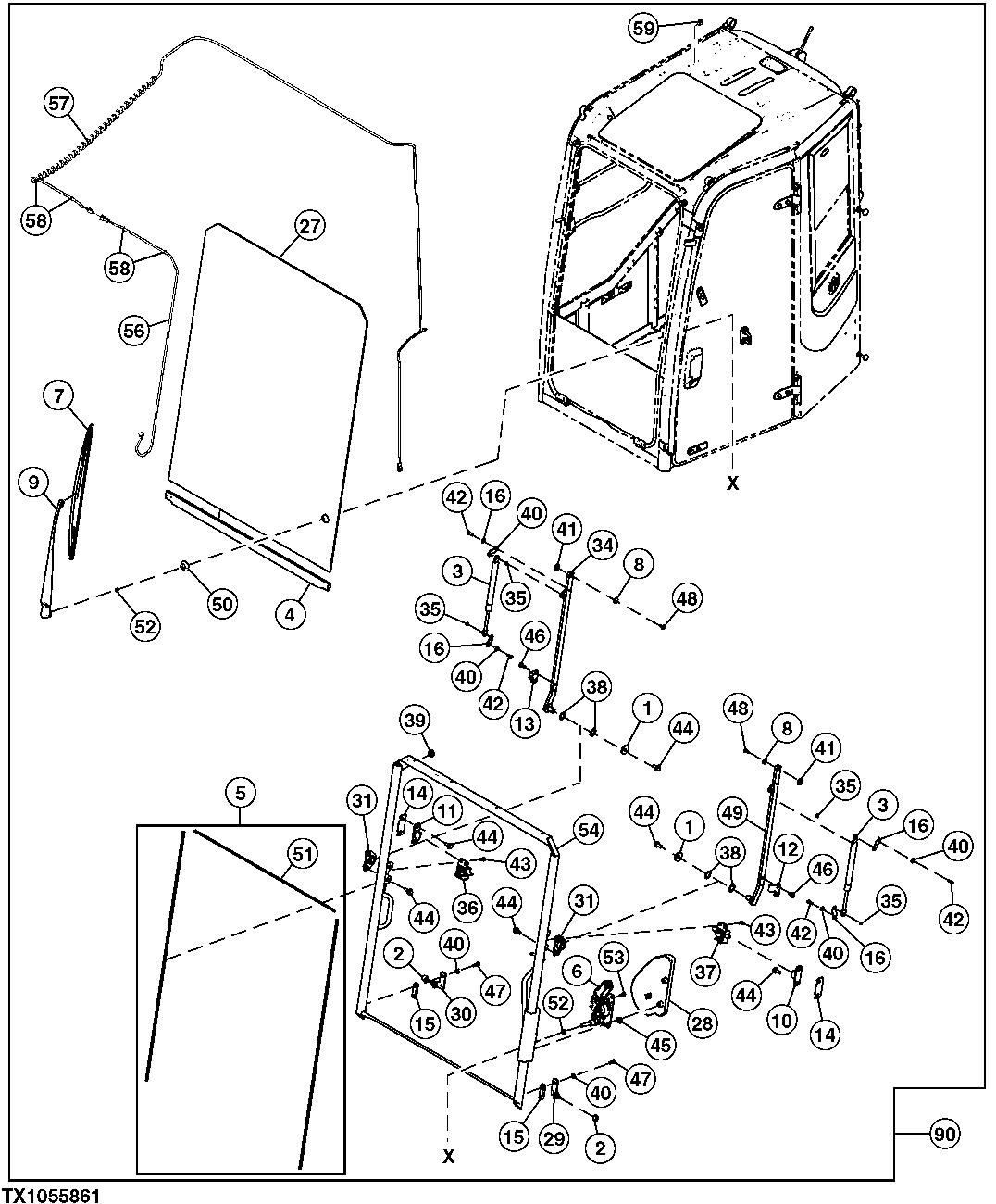 Cab Components (Windshield Assembly and Wiper Arm)